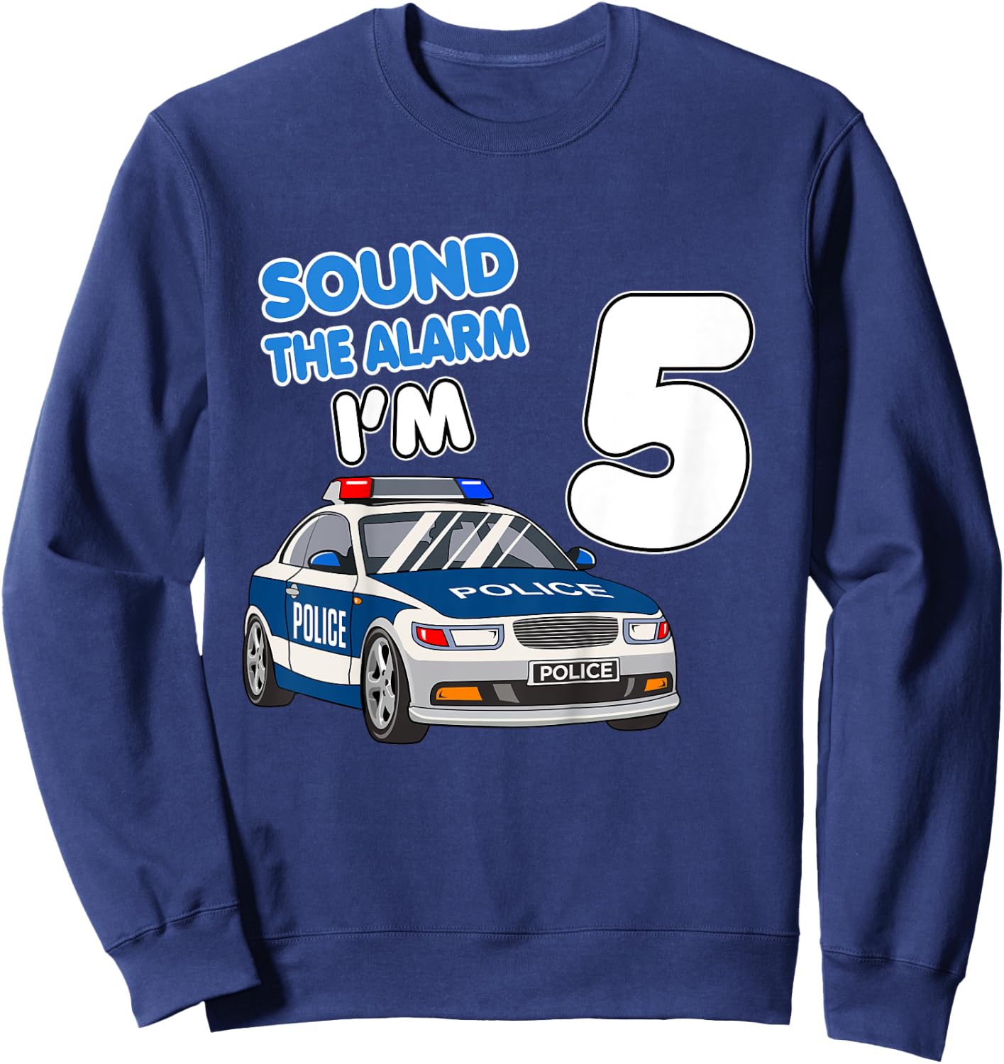 Kids Police Car 5th Birthday Shirt Boy 5 Cop Policeman Officer Sweatshirt - Sweatshirt | Navy