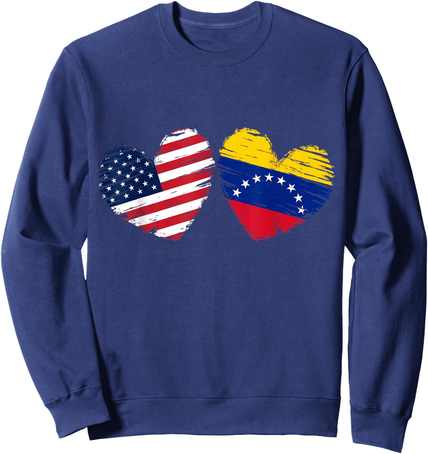 USA Venezuela Flag Heart Valentines Day Venezuelan American Sweatshirt - Sweatshirt | Navy