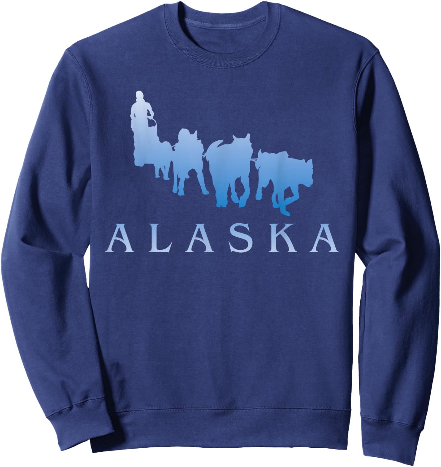 Alaska Sled Dogs Mushing Team Snow Sledding Mountain Scene Sweatshirt - Sweatshirt | Navy