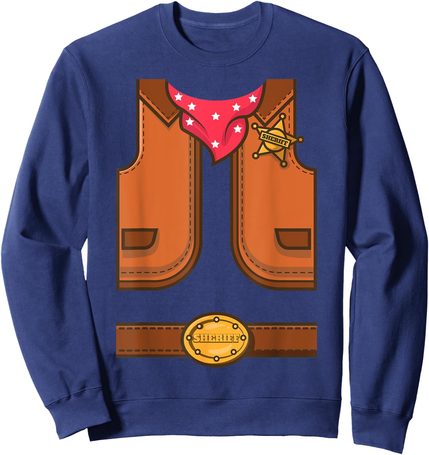 Funny Western Sheriff Halloween Cowboy Vest Simple Costume Sweatshirt - Sweatshirt | Navy