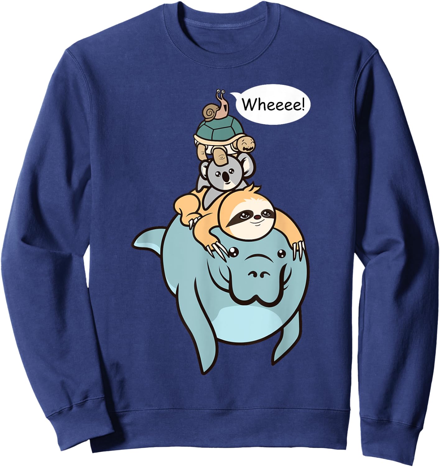 Funny Racing Manatee Sloth Turtle Koala Snail Gift Sweatshirt - Sweatshirt | Navy