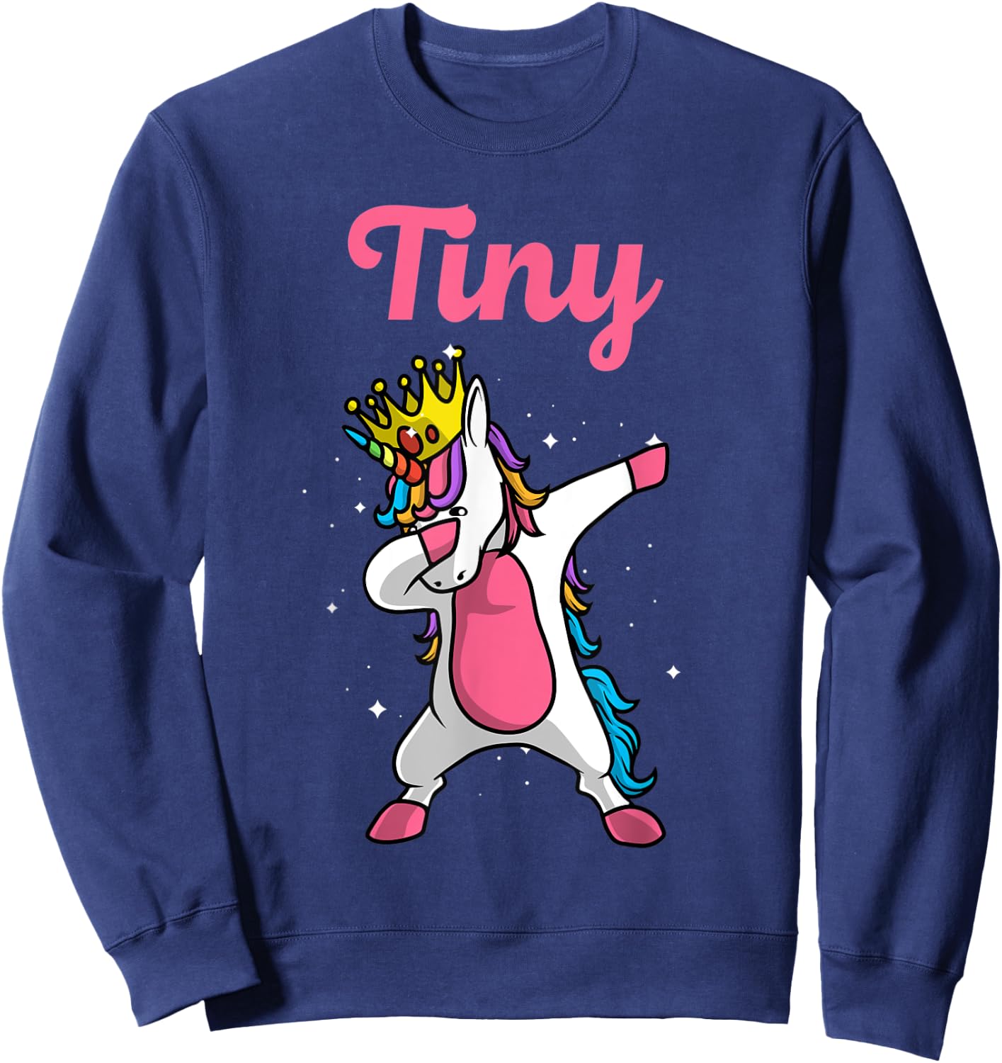 TINY Name Personalized Birthday Dabbing Unicorn Queen Sweatshirt - Sweatshirt | Navy