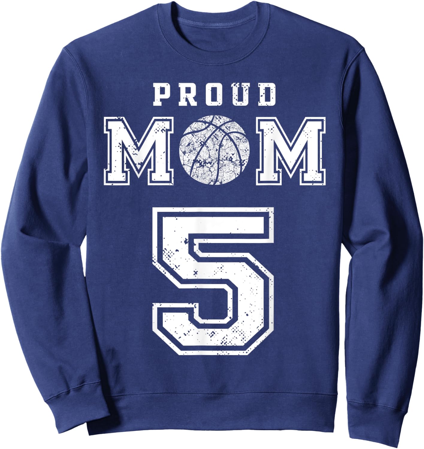 Custom Proud Basketball Mom Number 5 Personalized Sweatshirt - Sweatshirt | Navy
