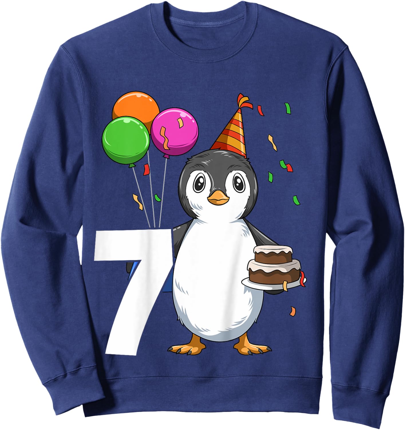 Penguin Birthday 7 Penguin 7th Birthday Outfit Penguin Party Sweatshirt - Sweatshirt | Navy