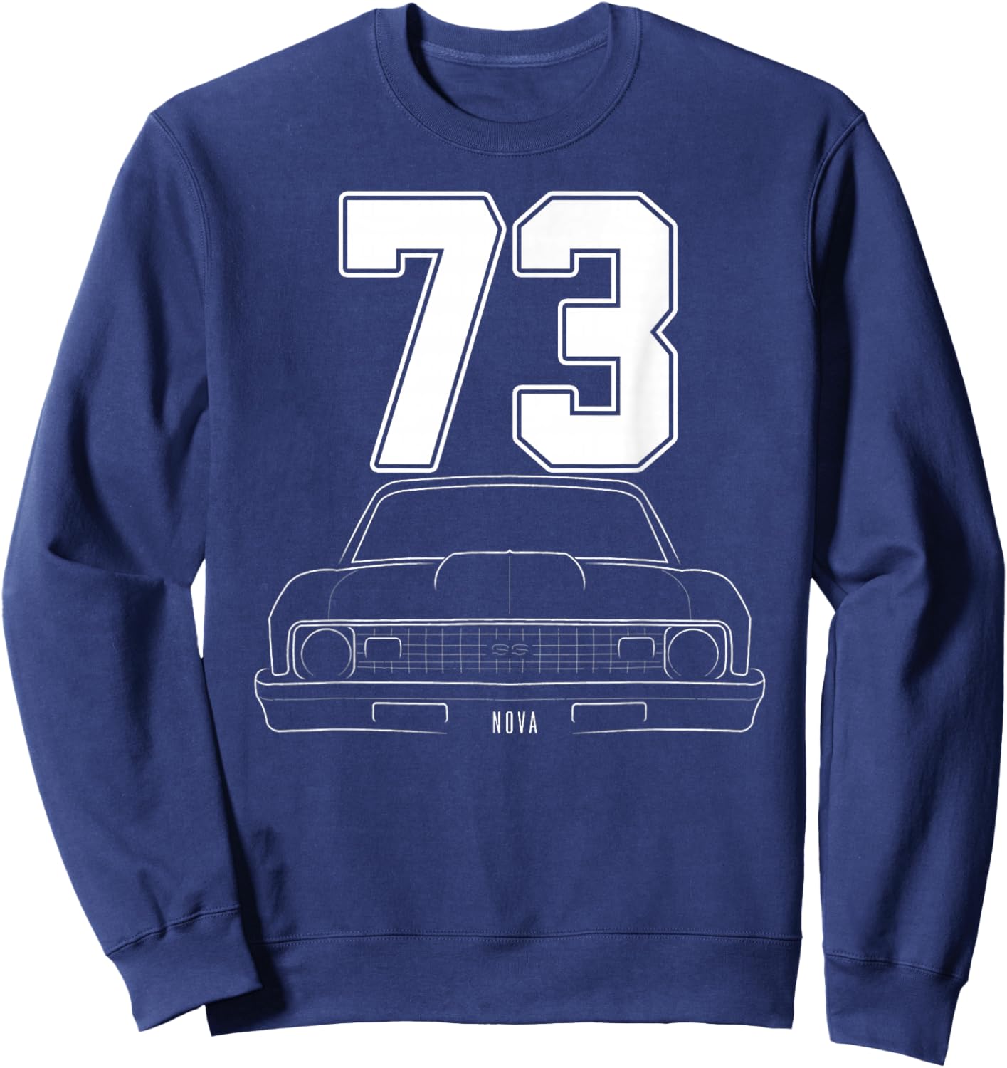 1973 73 Chevys Nova 2 Classic Car Old School Muscle Car Sweatshirt - Sweatshirt | Navy