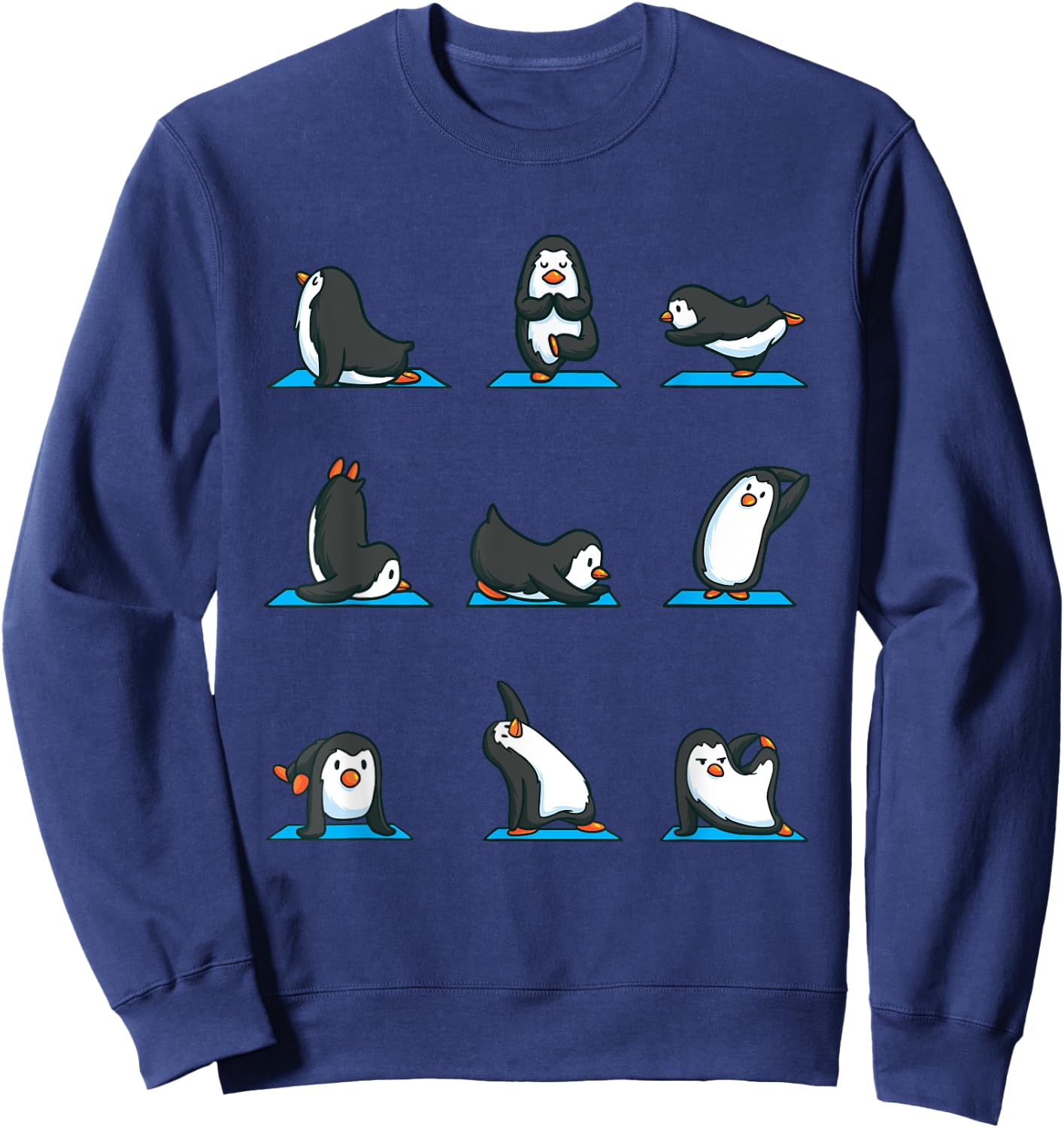 Funny Penguin Shirt for Girls Women Yoga Meditation Gym Sweatshirt - Sweatshirt | Navy