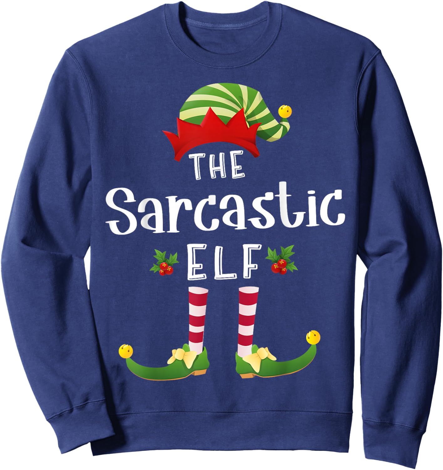 Sarcastic Christmas Elf Matching Pajama X-Mas Party Sweatshirt - Sweatshirt | Navy