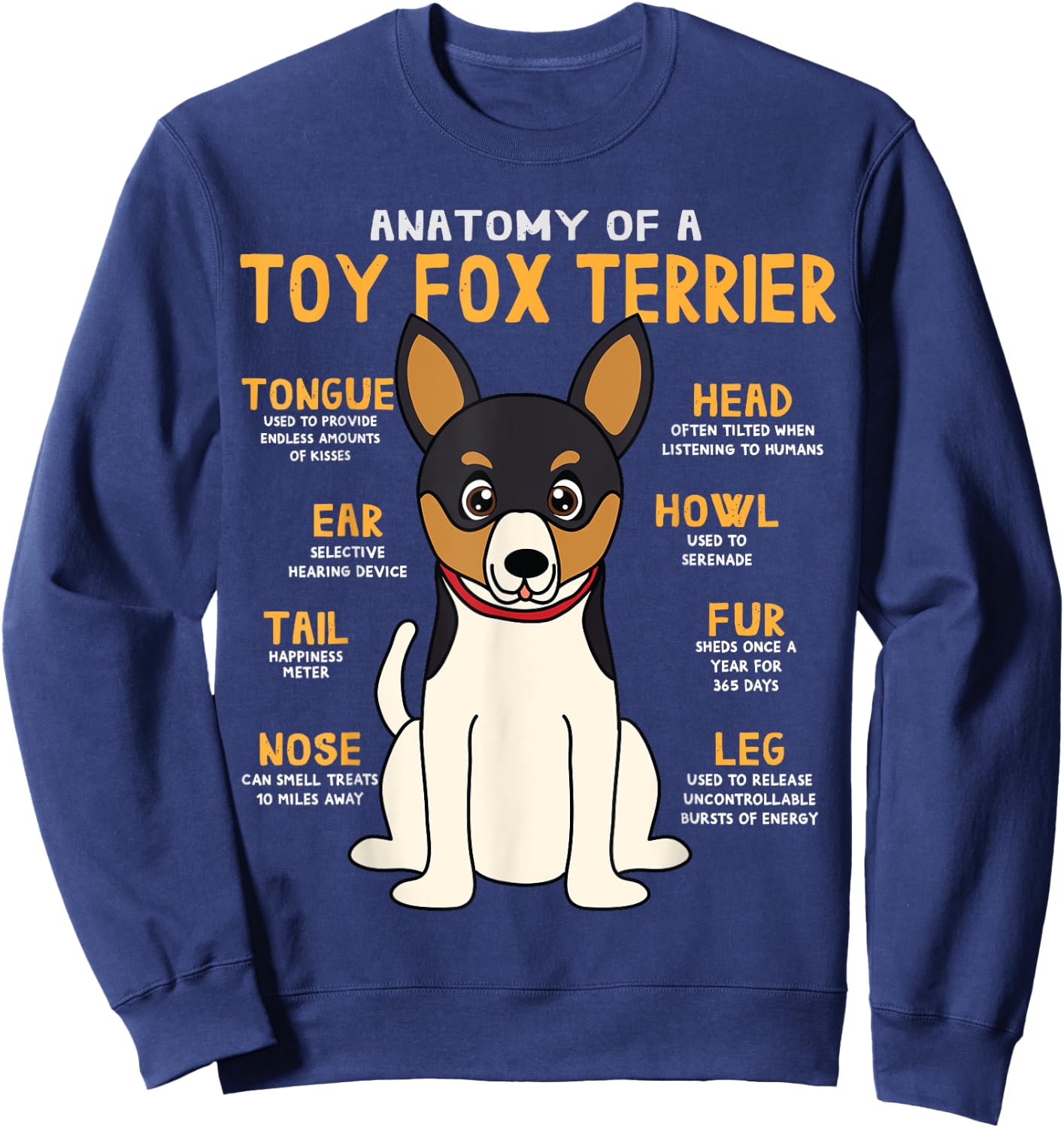 Toy Fox Terrier Anatomy Funny Dog Mum Dad Gesche Sweatshirt - Sweatshirt | Navy