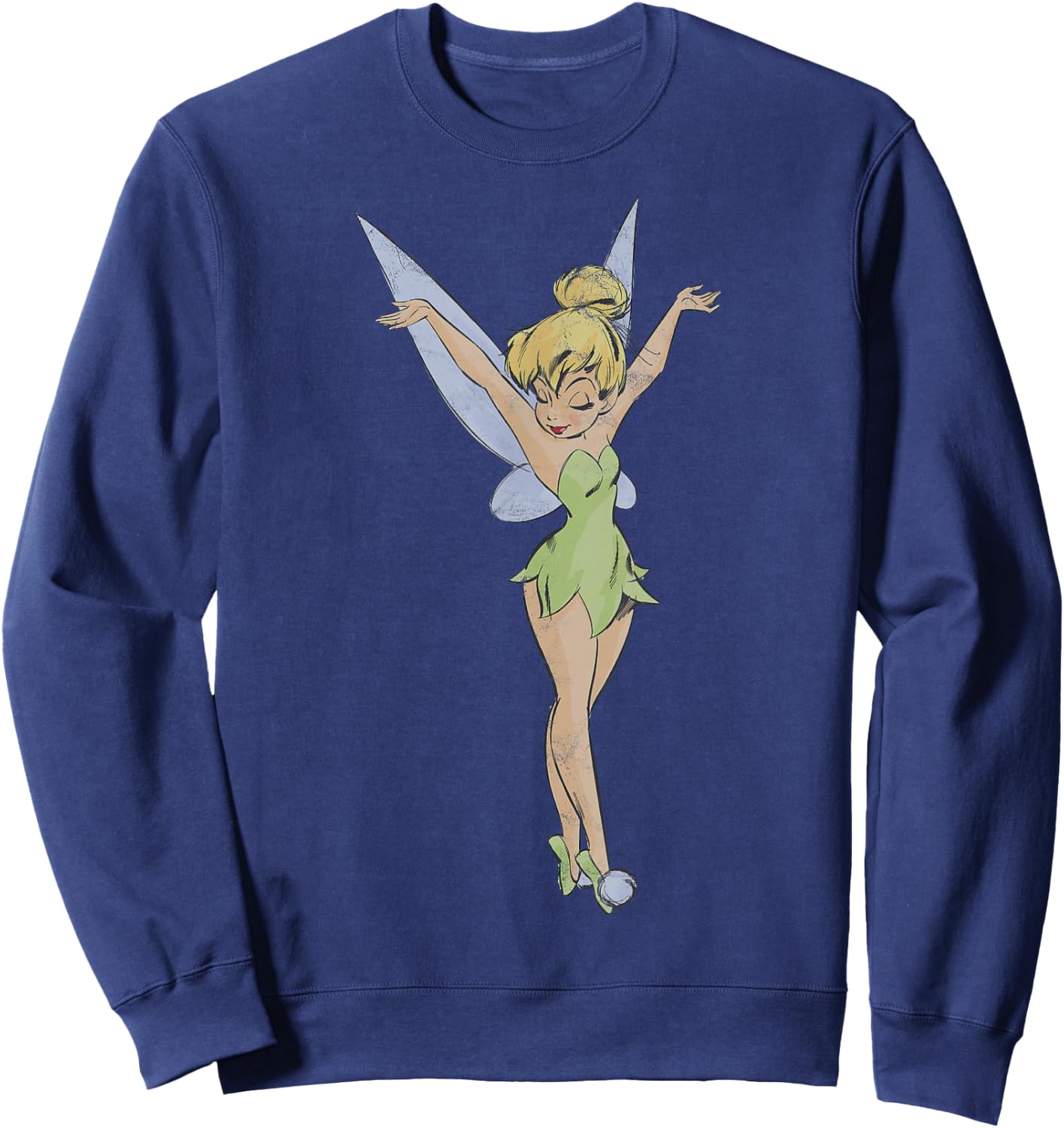 Disney Peter Pan Tinker Bell Arms Up Profile Mirror Dance Small Sweatshirt - Sweatshirt | Navy