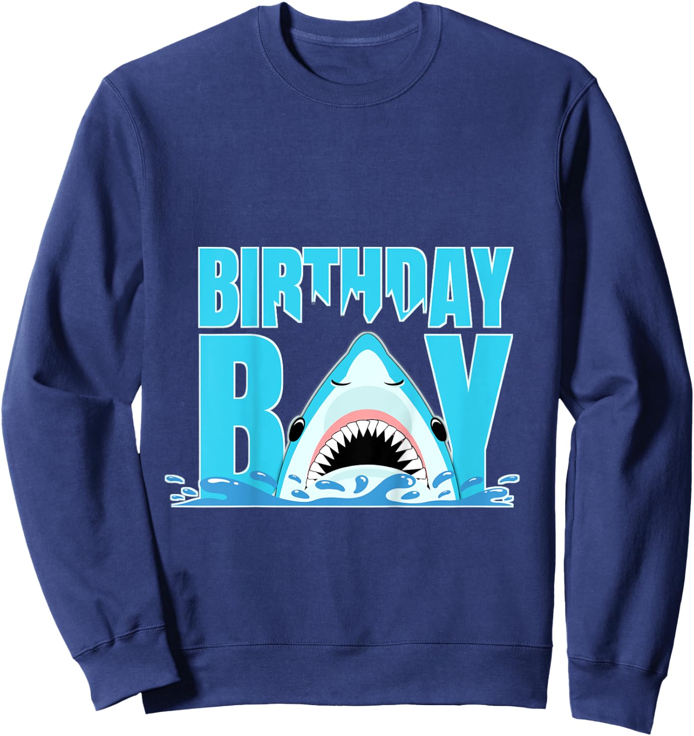 Kids Blue Shark Birthday Party Shark Bite Birthday Boy Sweatshirt - Sweatshirt | Navy