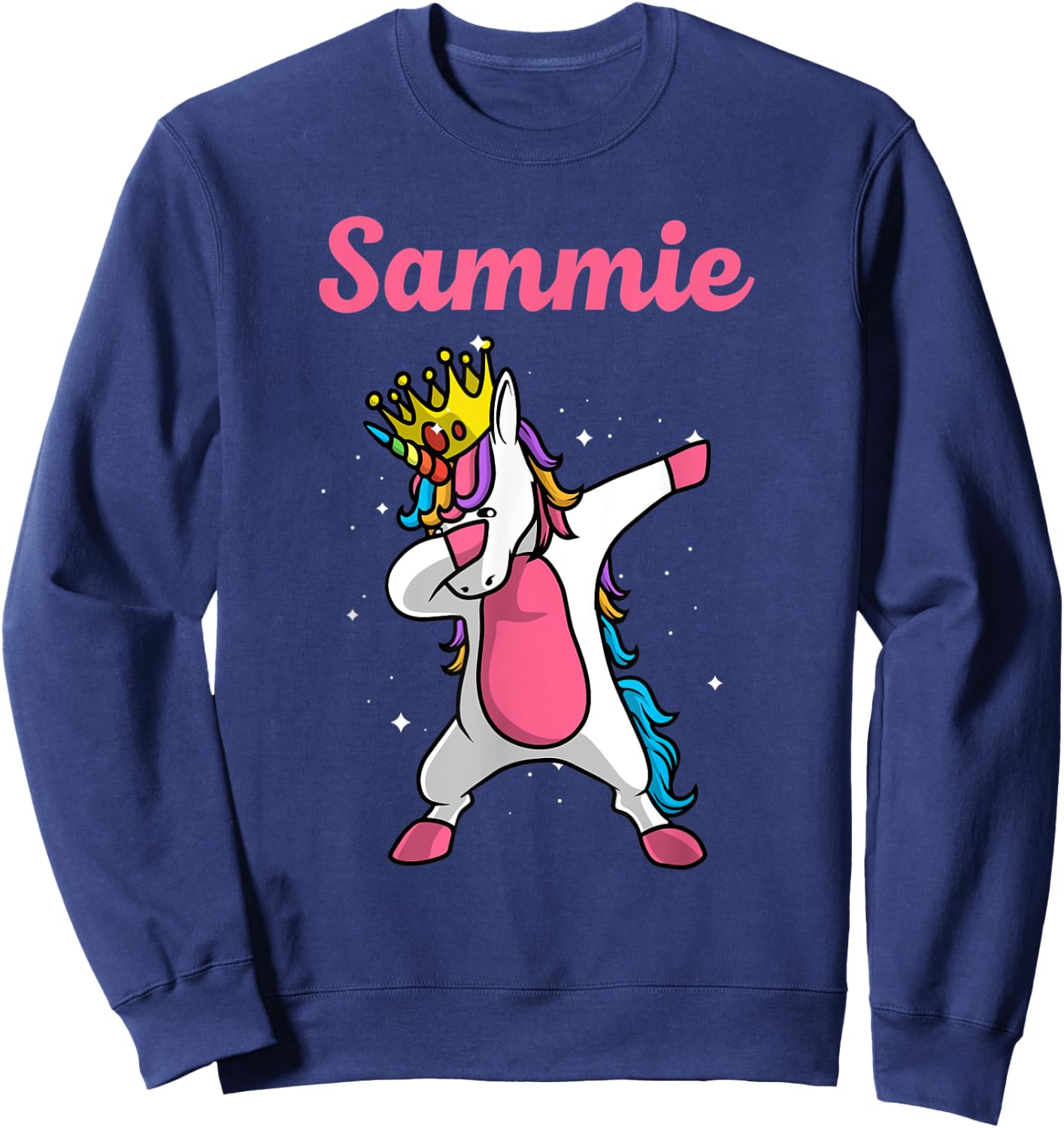 SAMMIE Name Personalized Birthday Dabbing Unicorn Queen Sweatshirt - Sweatshirt | Navy