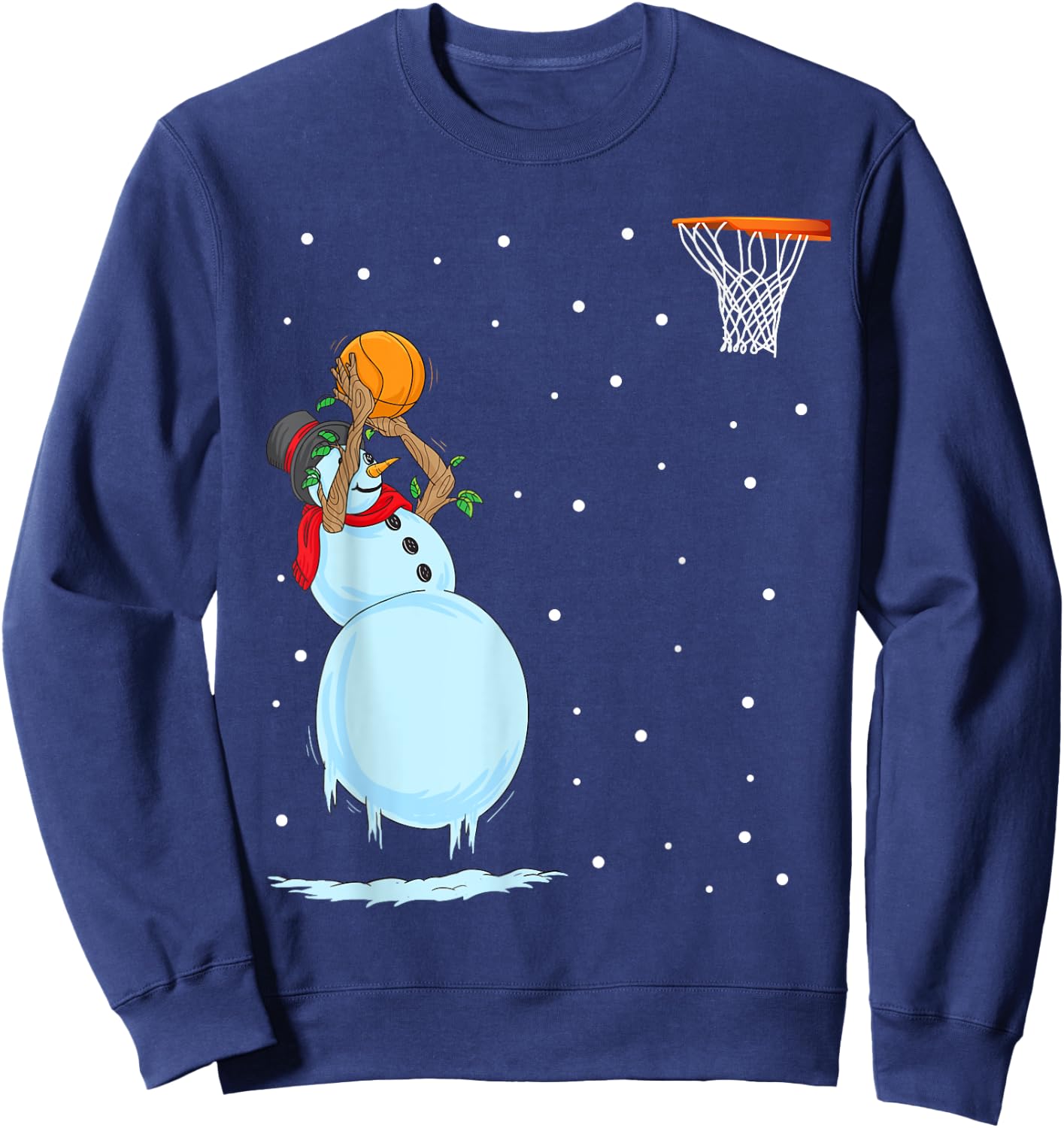 Funny Snowman Basketball Christmas Sweatshirt - Sweatshirt | Navy