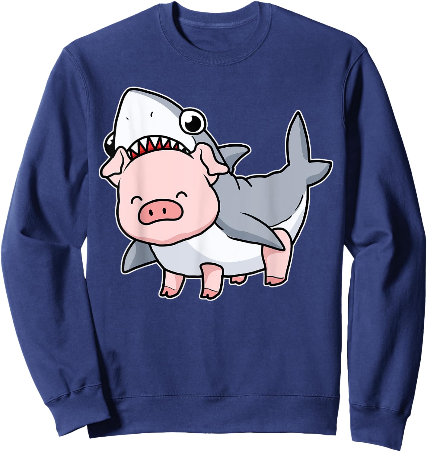 Cute Pig Shirt Women Shark Costume Pig Gift Kids Swine Pig Sweatshirt - Sweatshirt | Navy