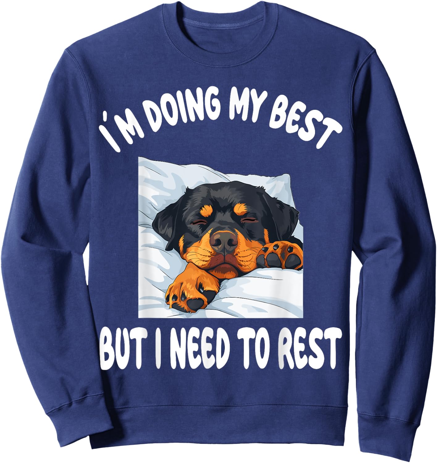 Rottweiler Rottie Dog Pajamas Nightgown Sleeping Napping Women Kids Sweatshirt - Sweatshirt | Navy