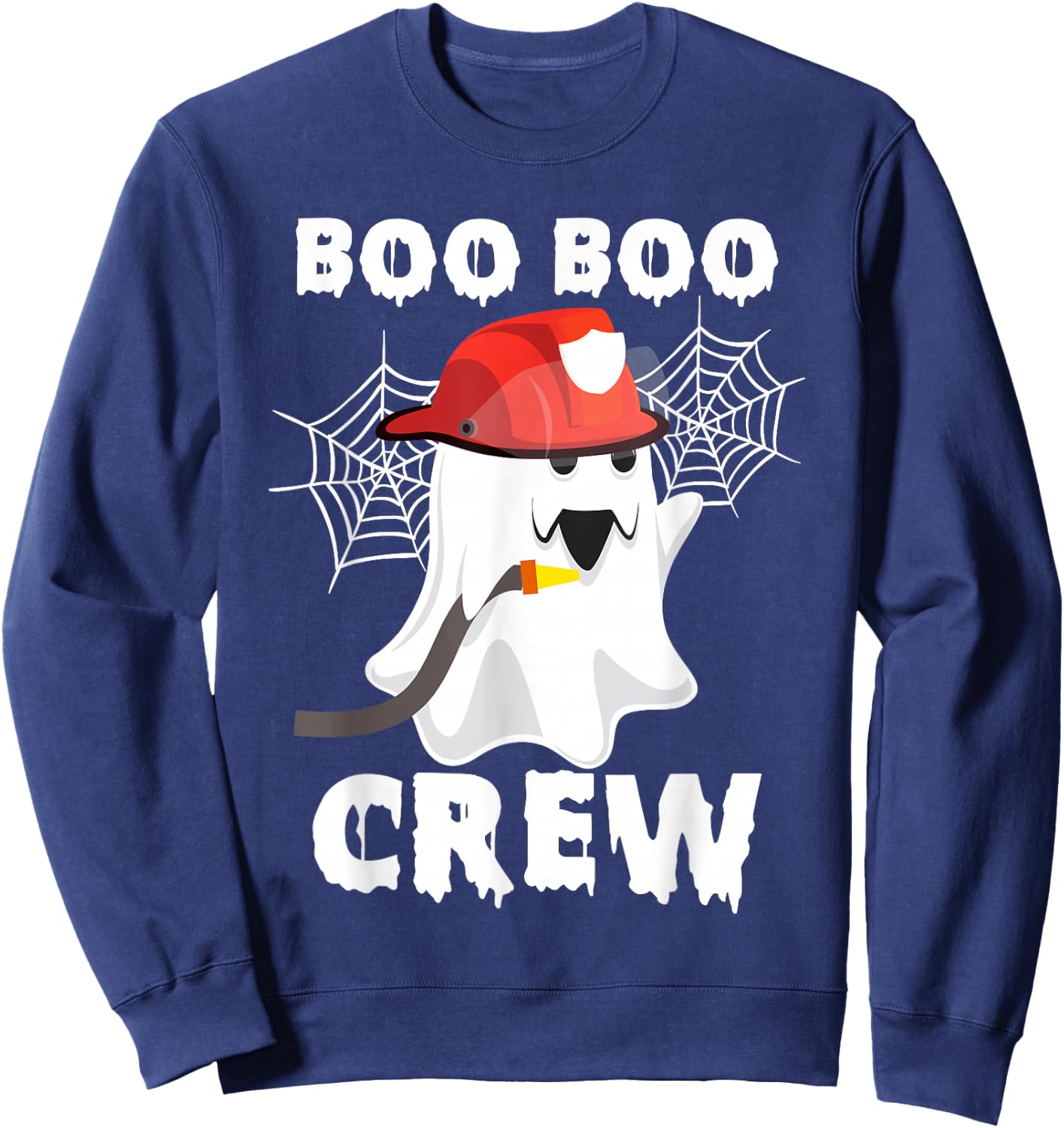 Firefighter Boo Boo Crew Halloween Ghost Fireman Costumes Sweatshirt - Sweatshirt | Navy