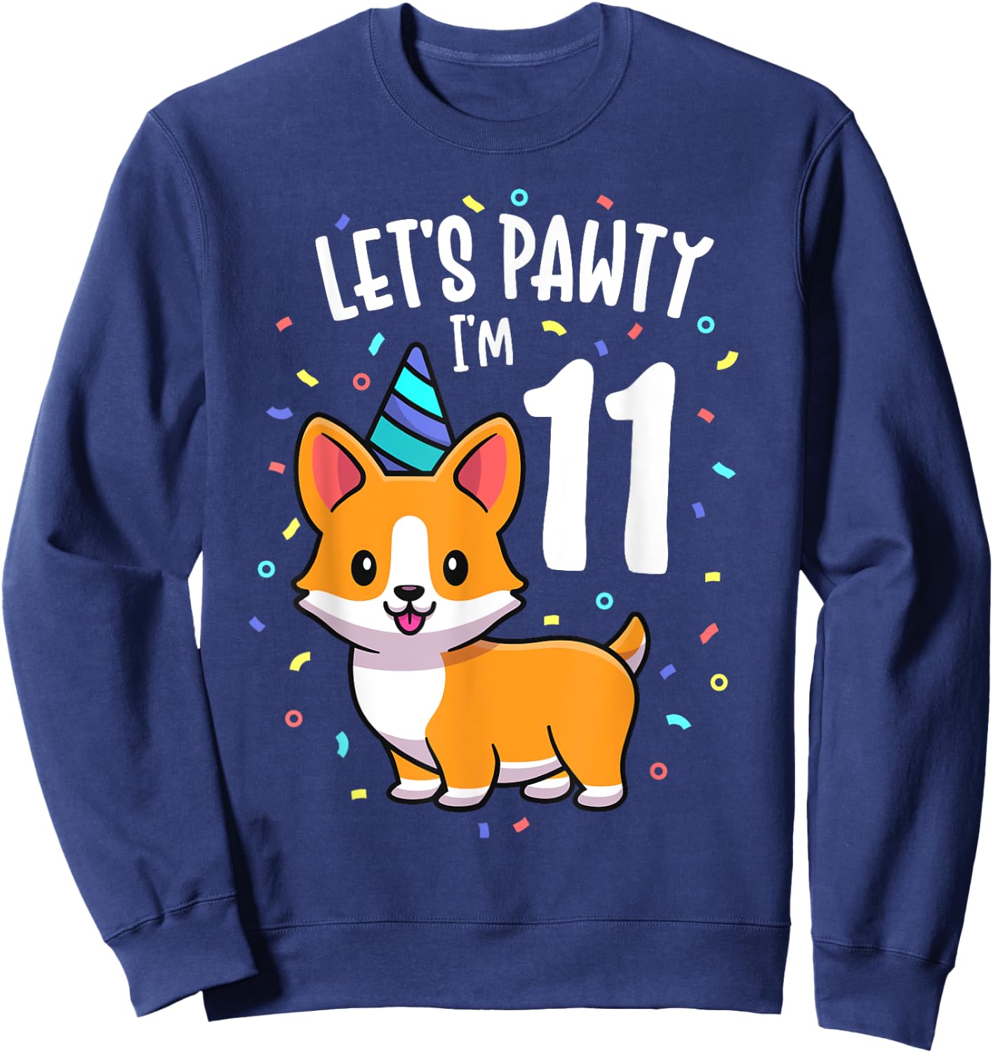11 Years Old Corgi Dog Lover 11th Birthday Party Outfit Kid Sweatshirt - Sweatshirt | Navy