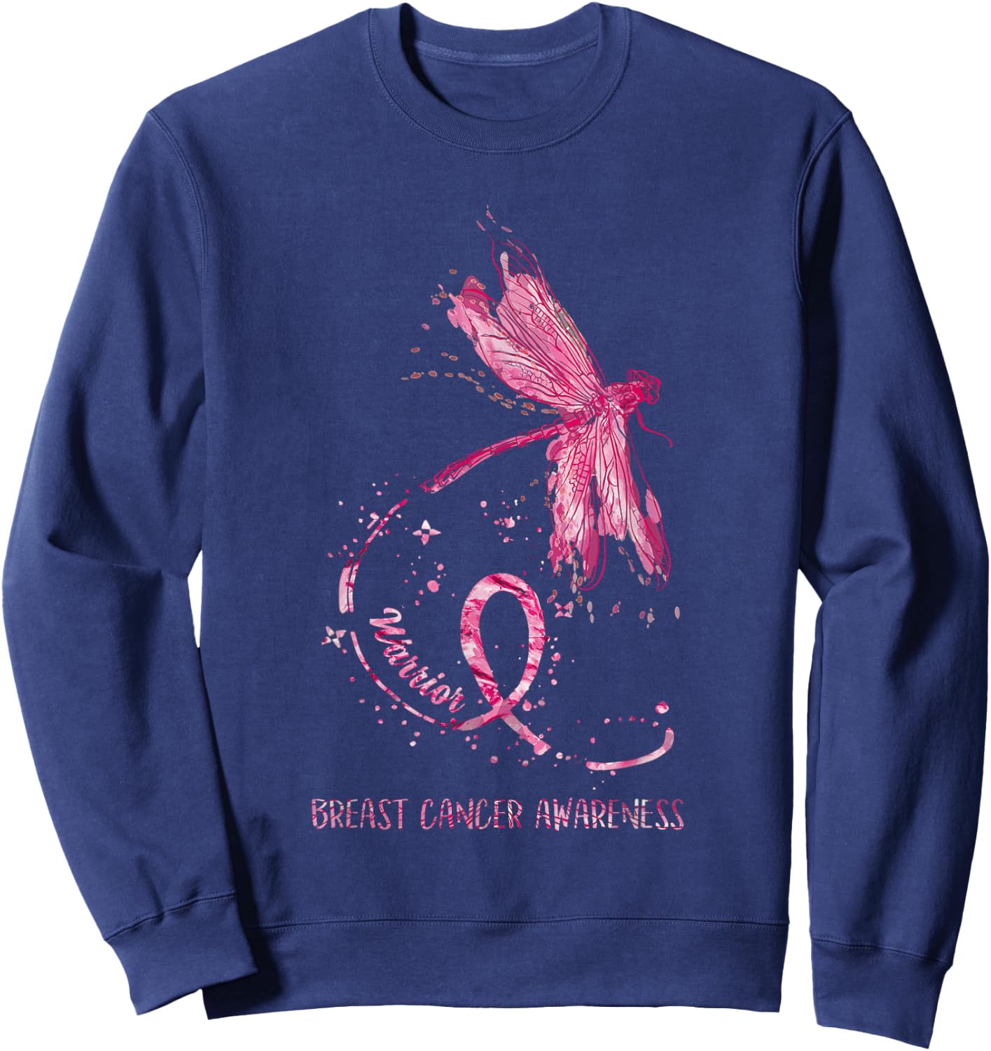 Dragonfly Pink Ribbon Breast Cancer Awareness Funny Gifts Sweatshirt - Sweatshirt | Navy
