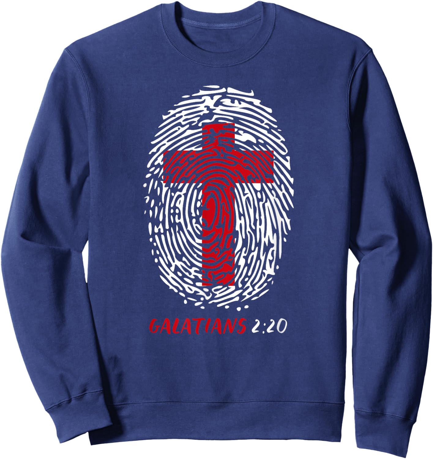Galatians 2:20 - My Identity in Christ Cross in Thumbprint Sweatshirt - Sweatshirt | Navy