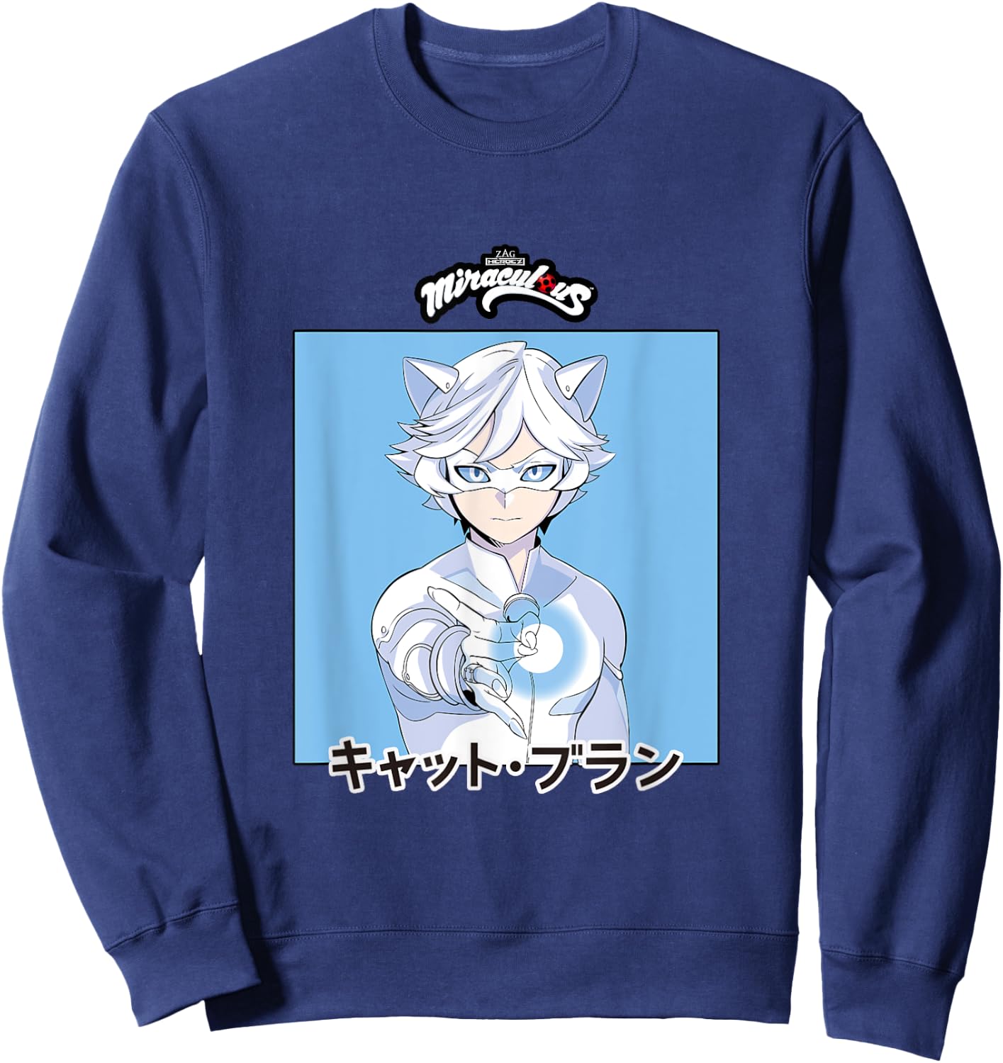 Miraculous Ladybug Manga Cat Blanc Sweatshirt - Sweatshirt | Navy
