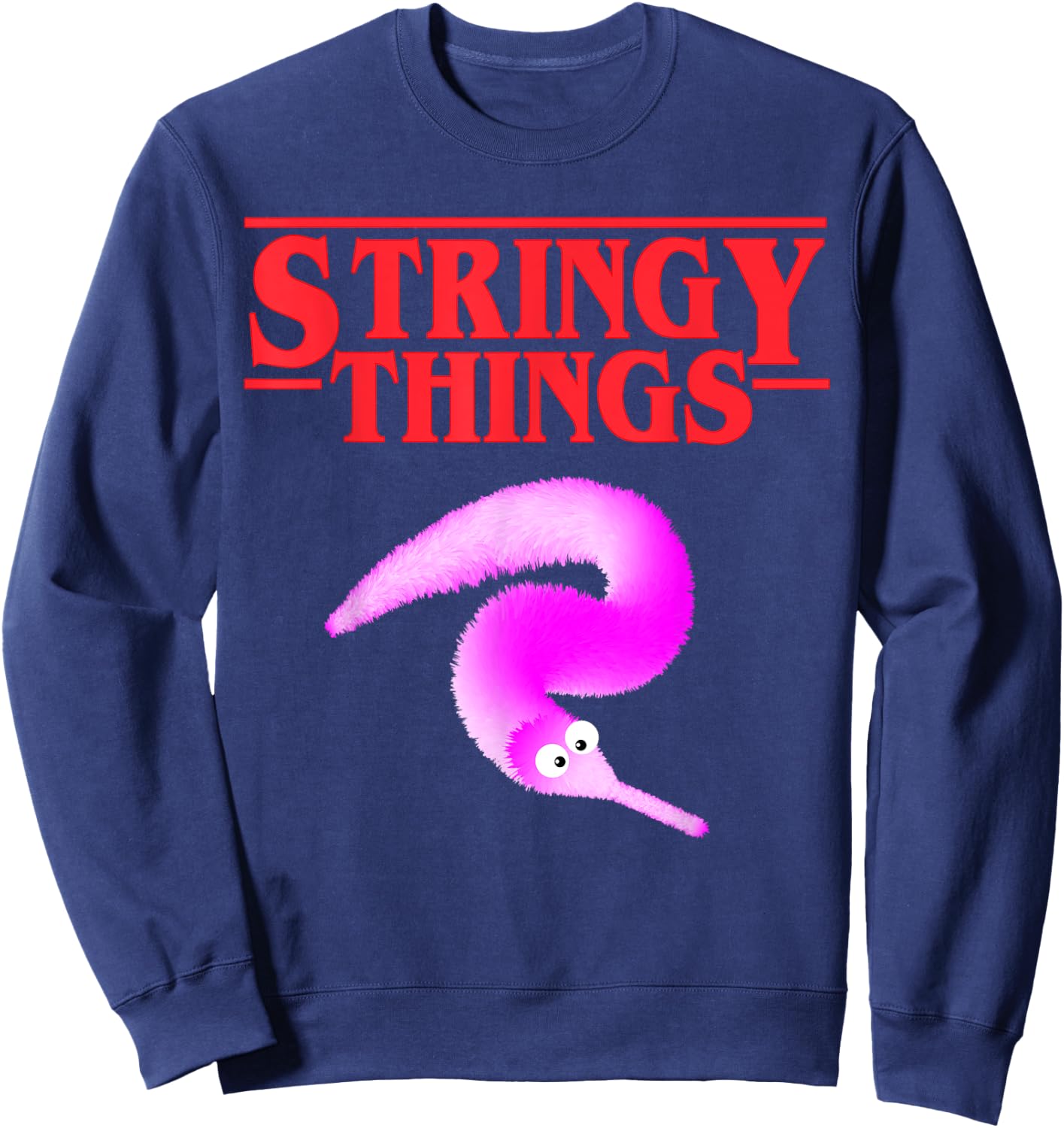 Stringy Things, Fuzzy Magic Worm on a String Dank Meme Gift Sweatshirt - Sweatshirt | Navy