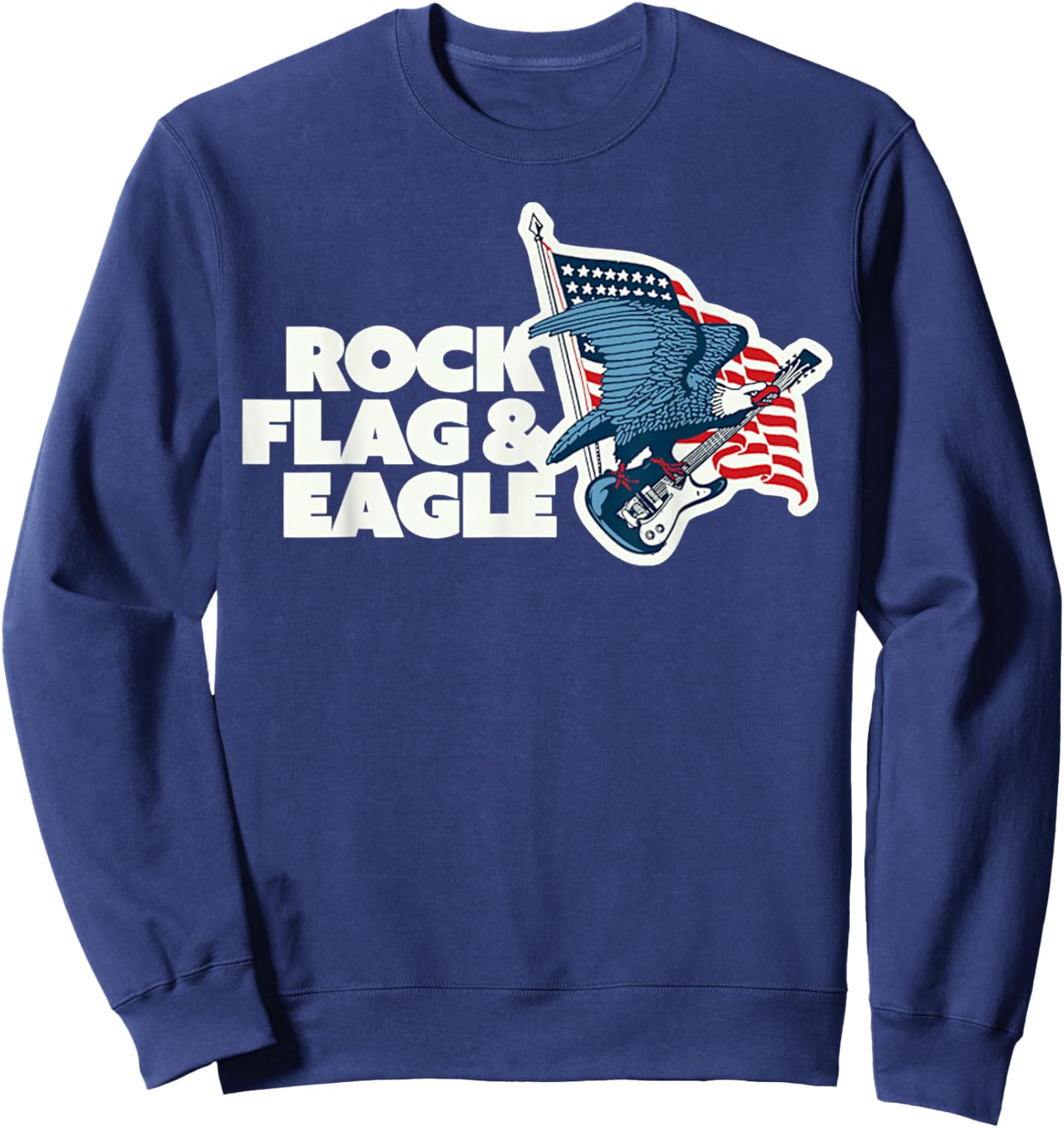 Instrument Rock Bass Flag And Eagle Guitar Animal Retro Sweatshirt - Sweatshirt | Navy