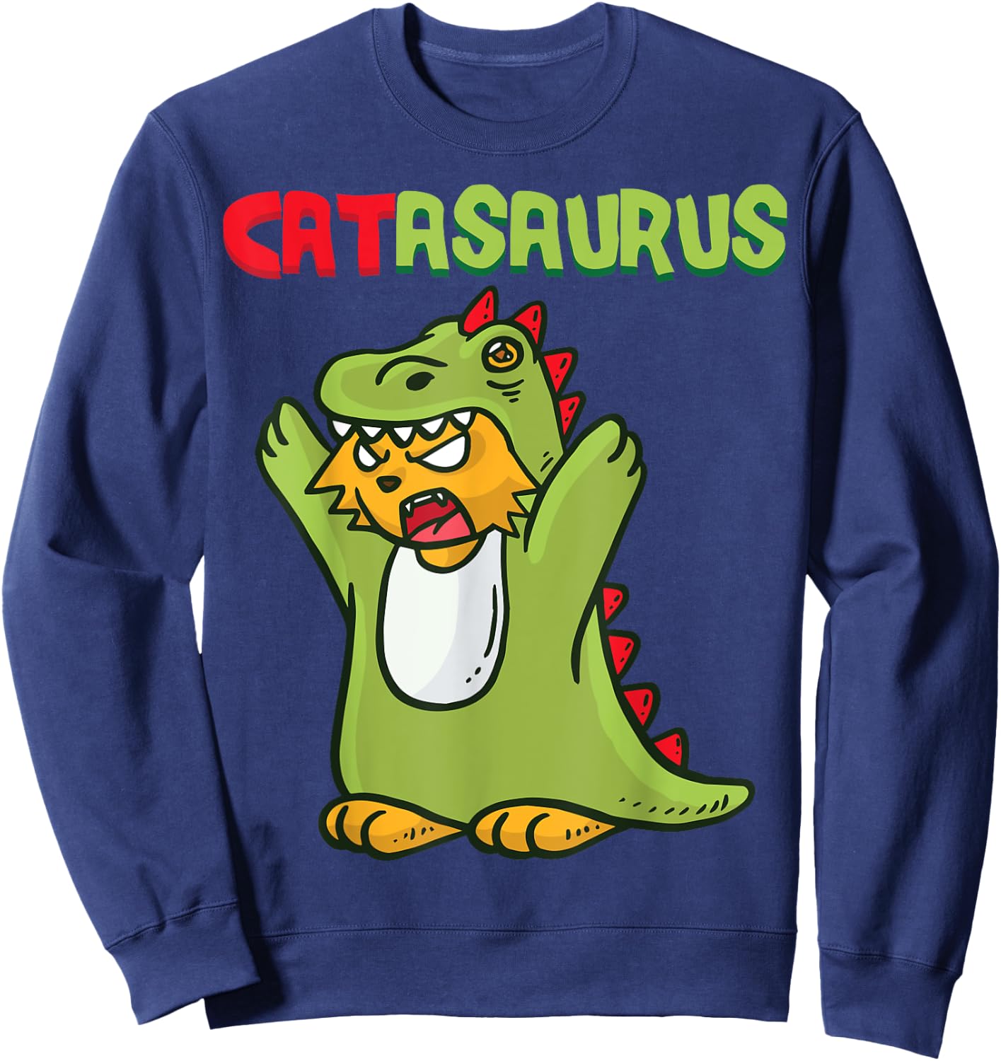 Catasaurus T-Rex Cat Dinosaur Cat Dino Kitten Halloween Women Kids Sweatshirt - Sweatshirt | Navy