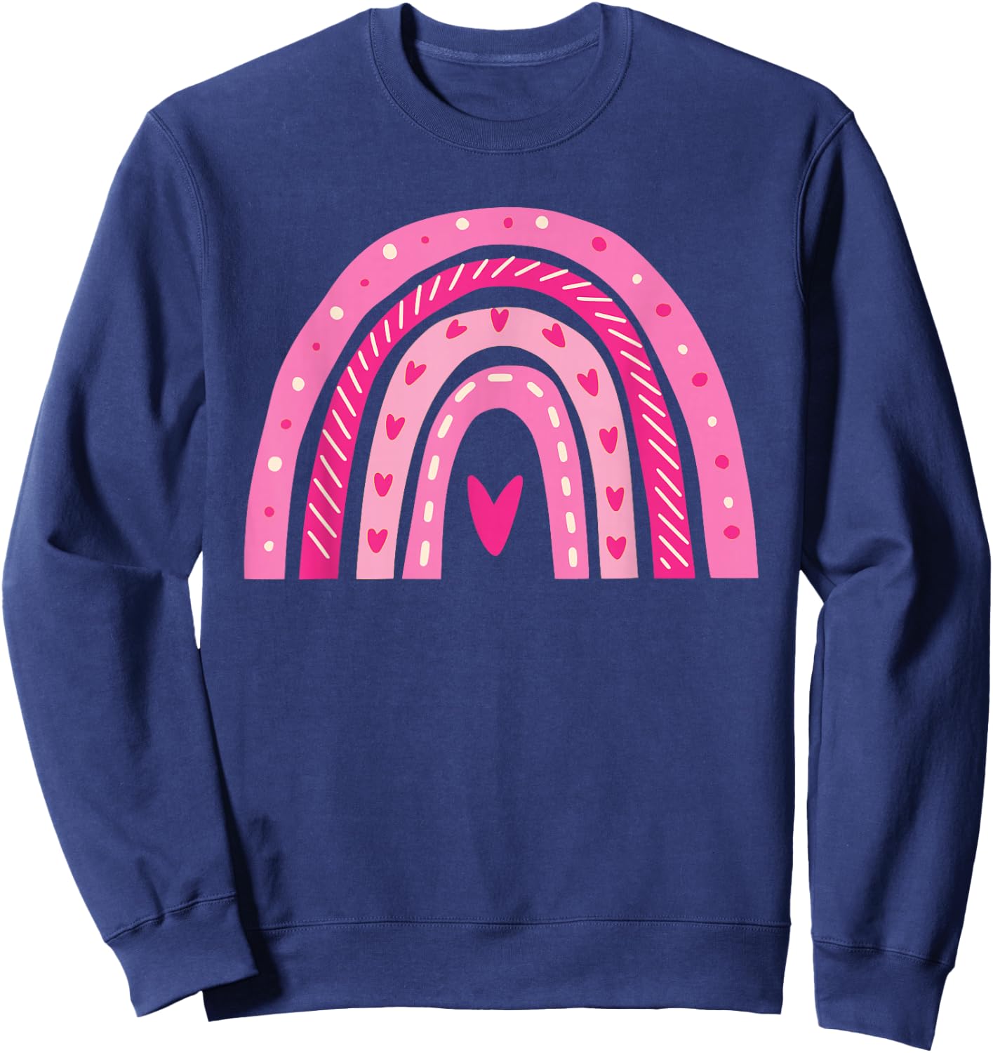 Cute Heart Rainbow Valentines Day Teacher Girls Sweatshirt - Sweatshirt | Navy