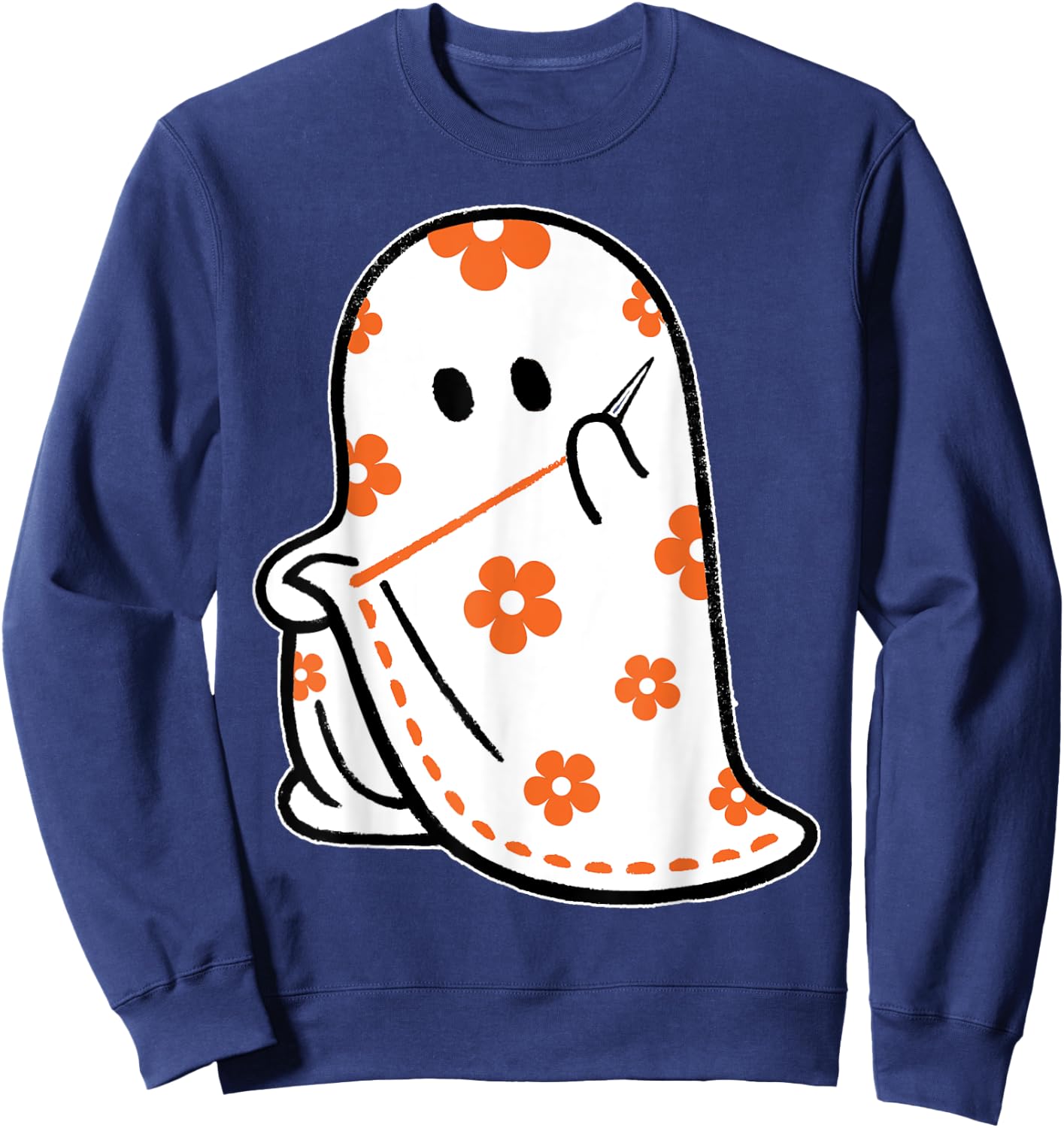 Halloween Costume Sewing Ghost Boo Funny Sewing Lovers Women Sweatshirt - Sweatshirt | Navy