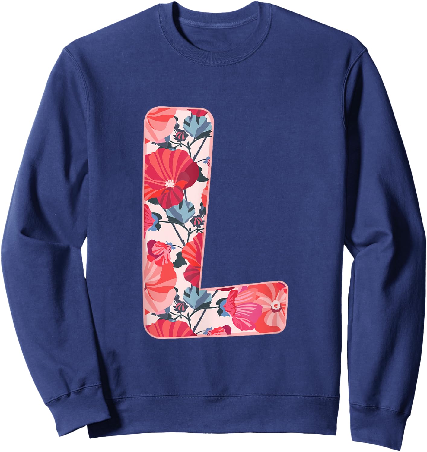 Letter L Alphabet First Name Consonant Flower Garden Gift Sweatshirt - Sweatshirt | Navy