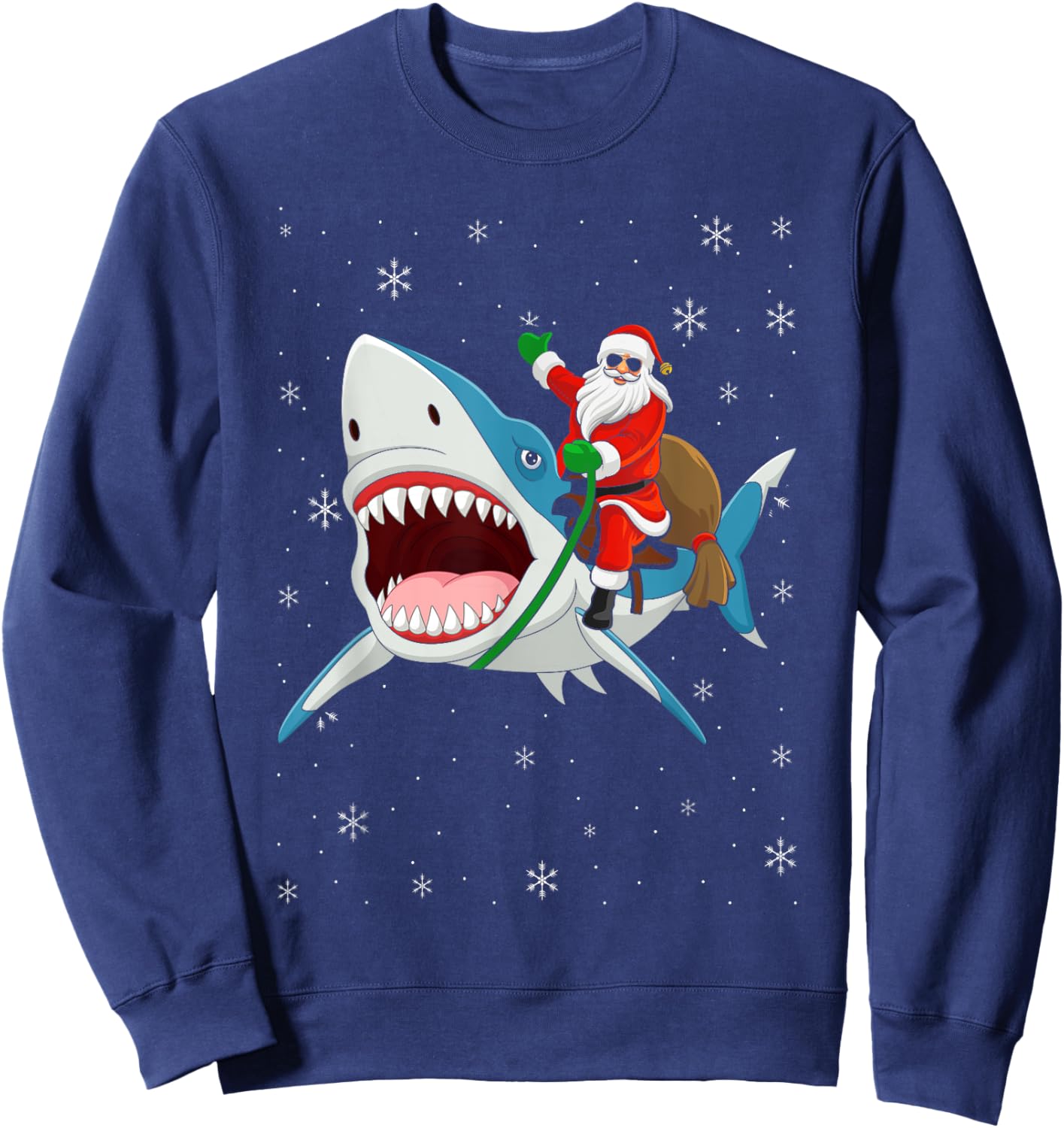 Shark Christmas Men Boys Shark Lover Santa Claus Sweatshirt - Sweatshirt | Navy