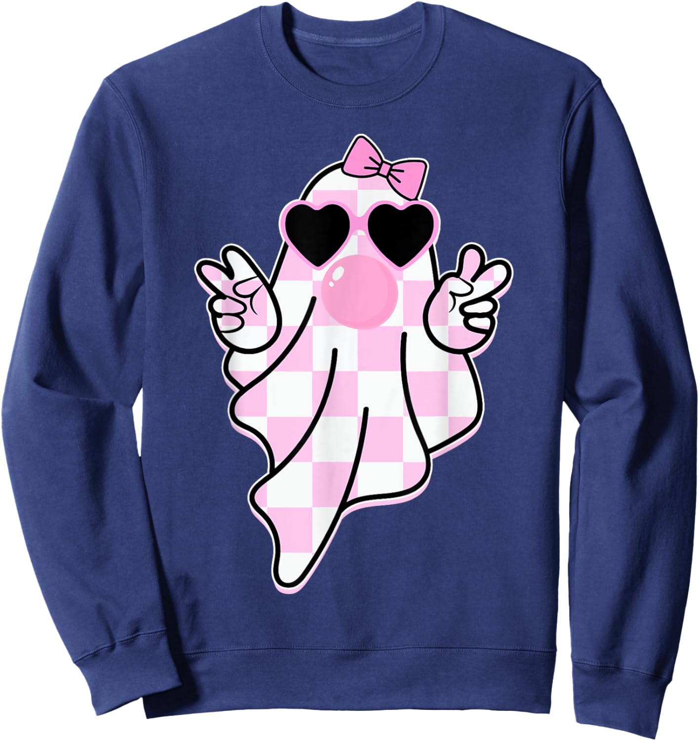 Cute Girly Ghost Blowing Bubble Gift Girl kids Sweatshirt - Sweatshirt | Navy
