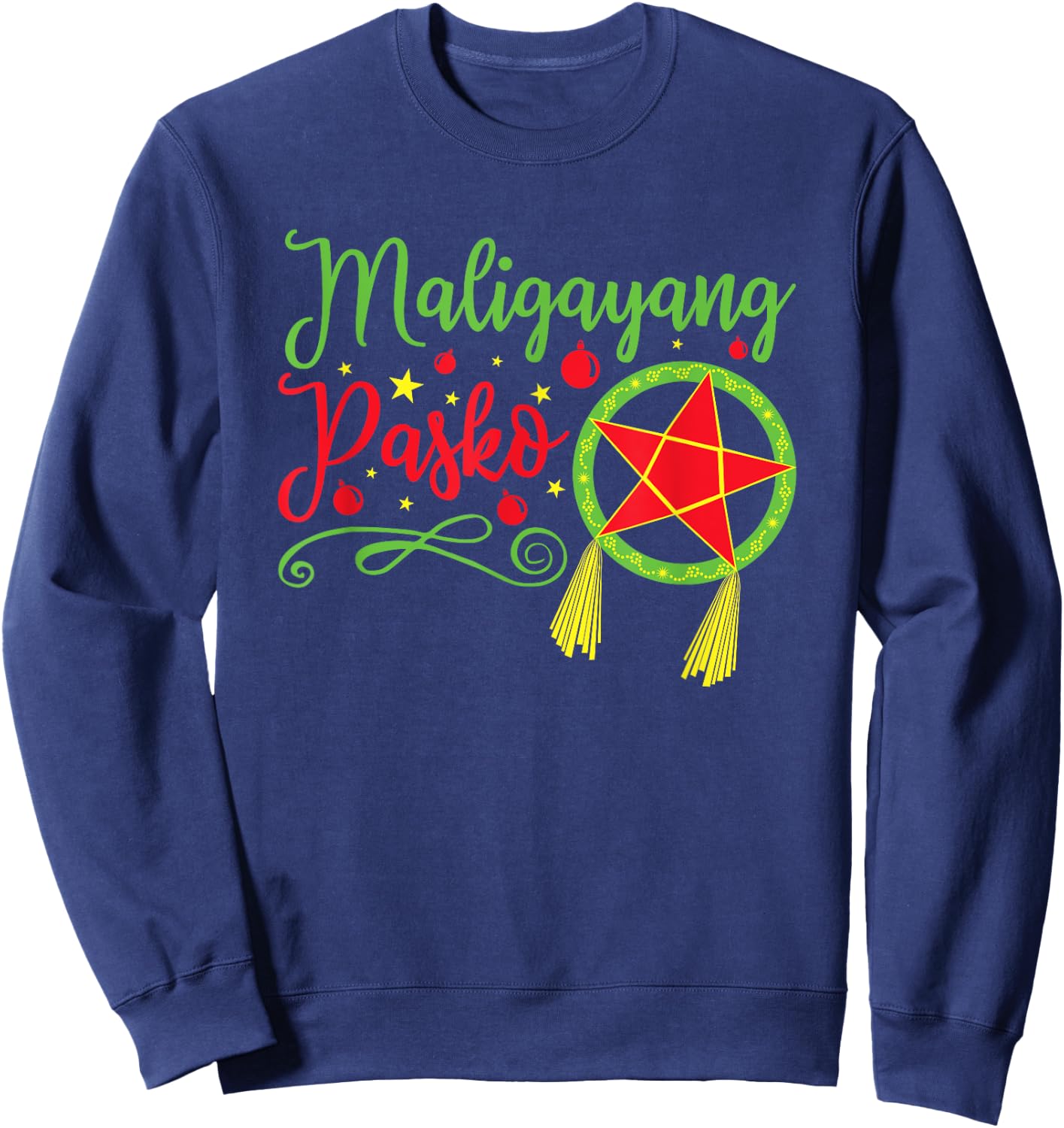 Maligayang Pasko Parol Light Cute Filipino Christmas Sweatshirt - Sweatshirt | Navy
