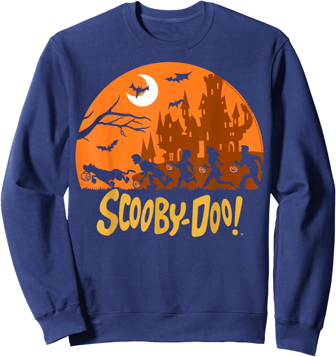 Scooby-Doo The Gang Halloween Silhouette Logo Small Sweatshirt - Sweatshirt | Navy