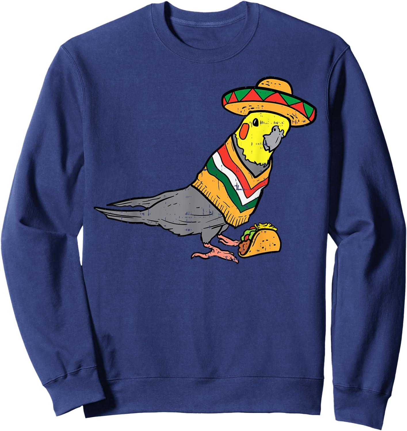 Mexican Cockatiel Bird Sombrero Taco Cute Cinco De Mayo Sweatshirt - Sweatshirt | Navy