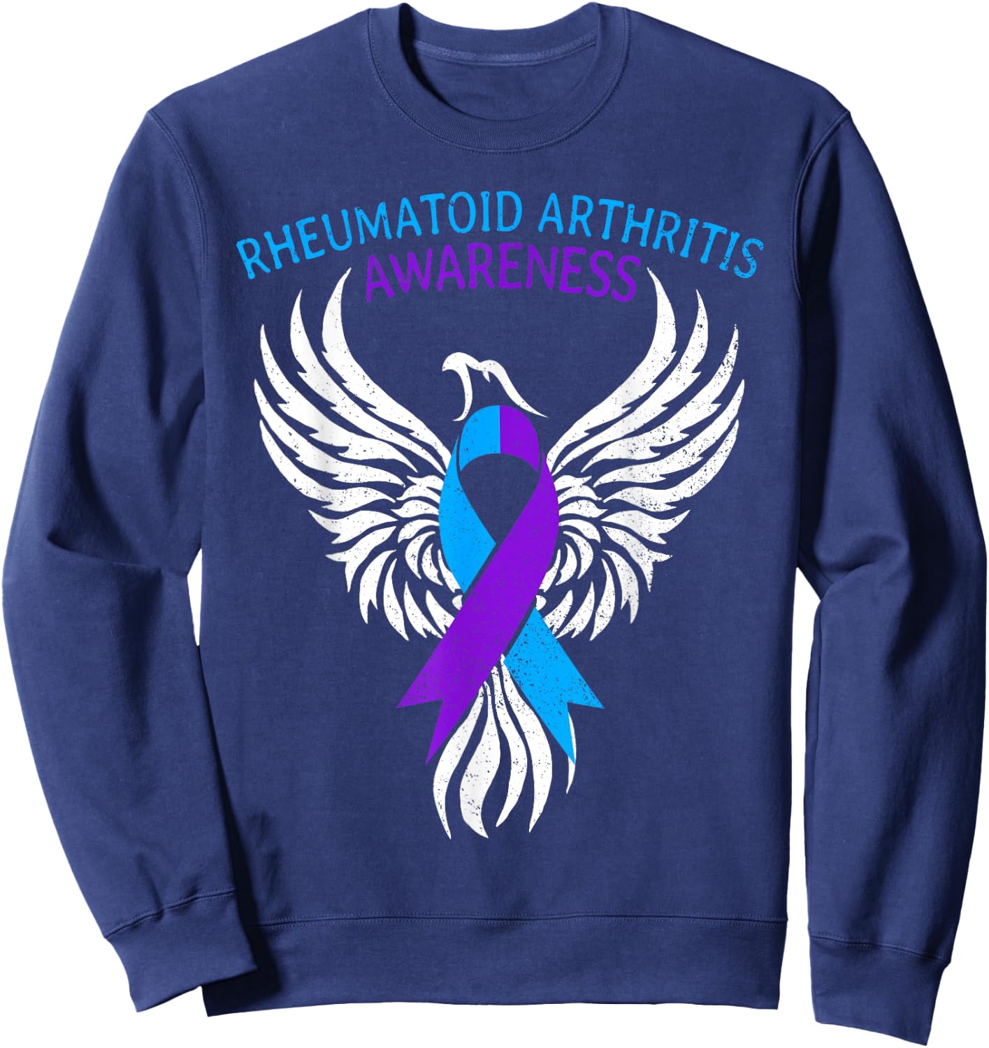 Warrior Survivor Rheumatoid Arthritis Awareness Month Ribbon Sweatshirt - Sweatshirt | Navy