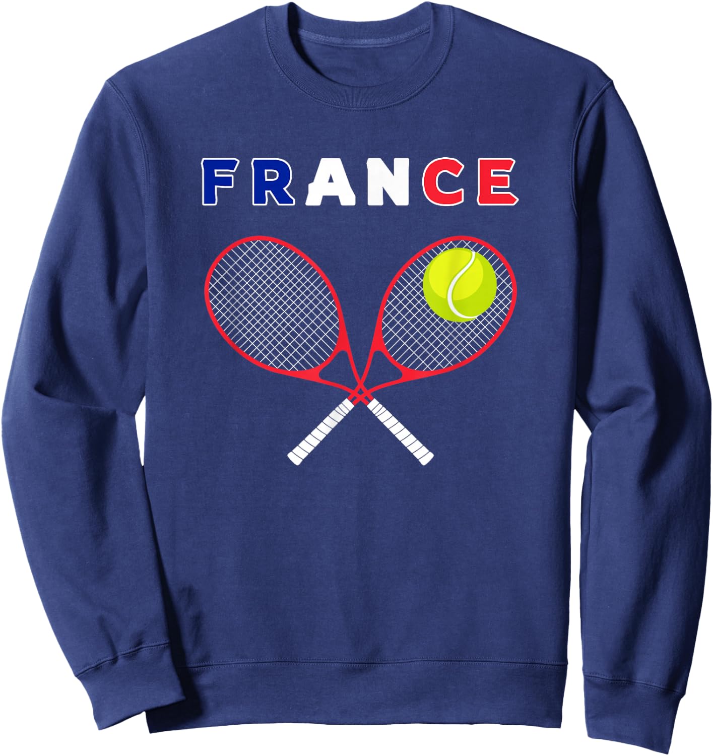 France Flag Tennis Ball Racket - Sports Fans Sweatshirt - Sweatshirt | Navy