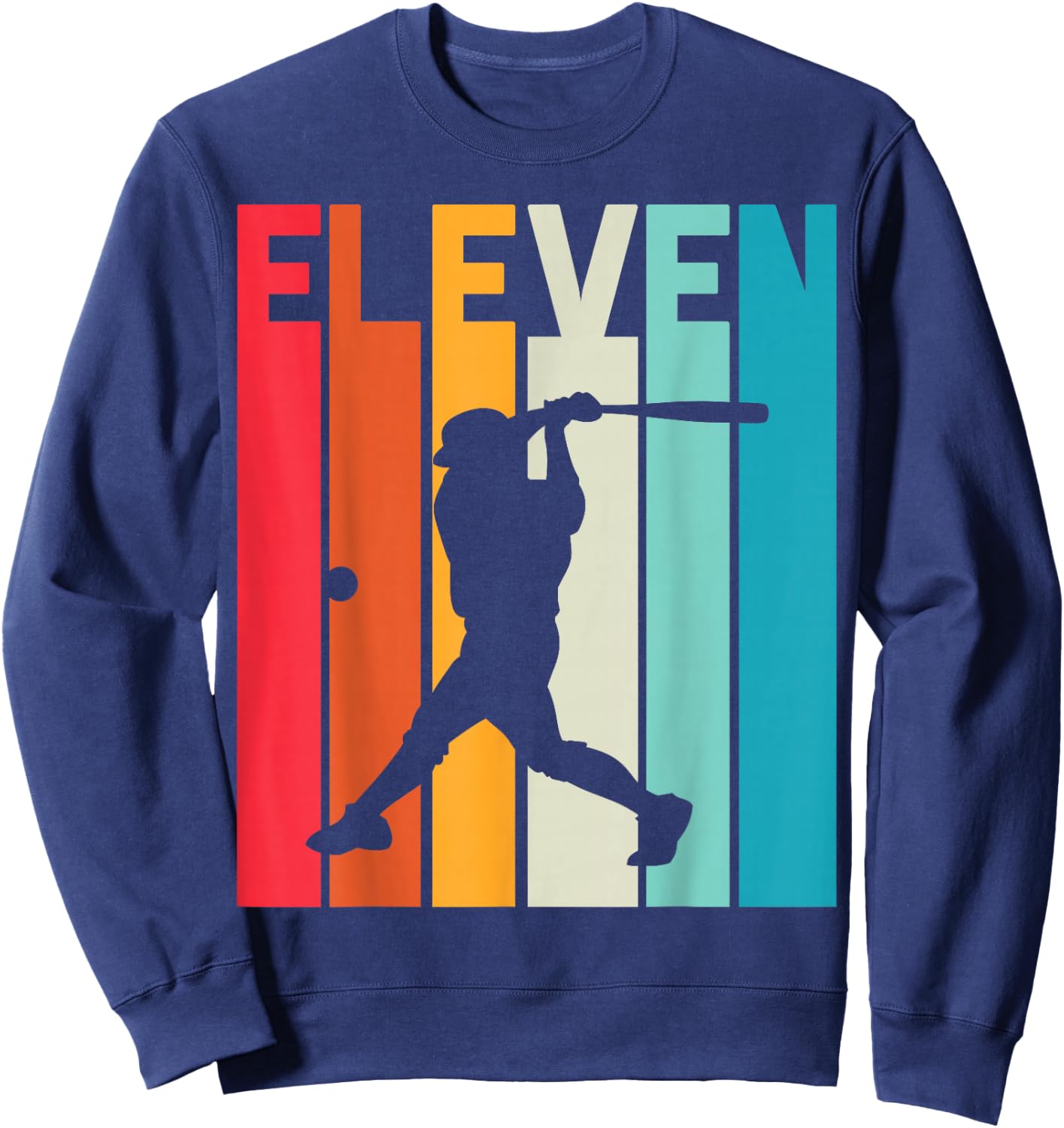 11th Birthday Retro Baseball 11 Years Old Boy Girl Sweatshirt - Sweatshirt | Navy