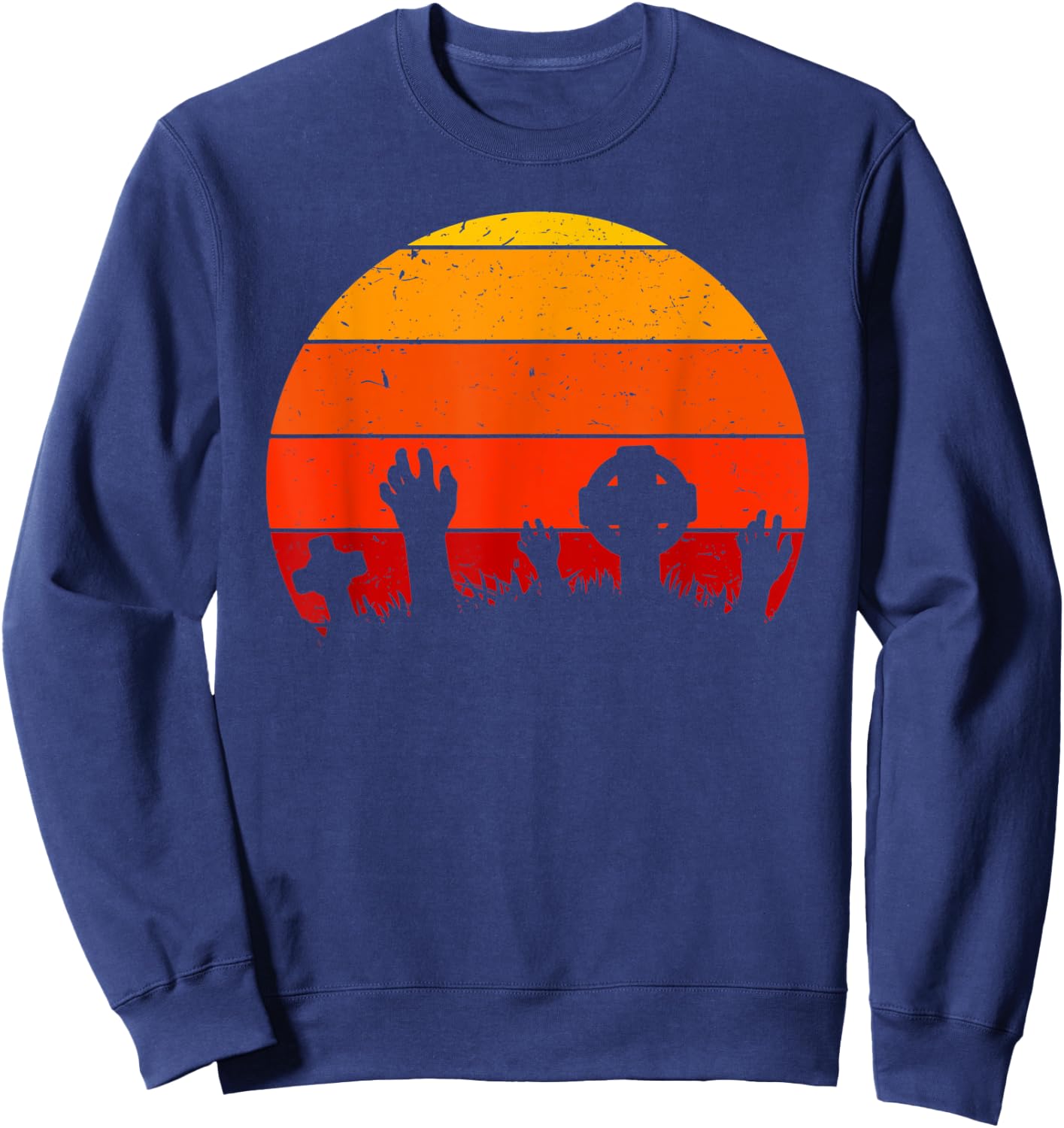 Vintage Retro Sunset Halloween Cemetery, Halloween Costume Sweatshirt - Sweatshirt | Navy