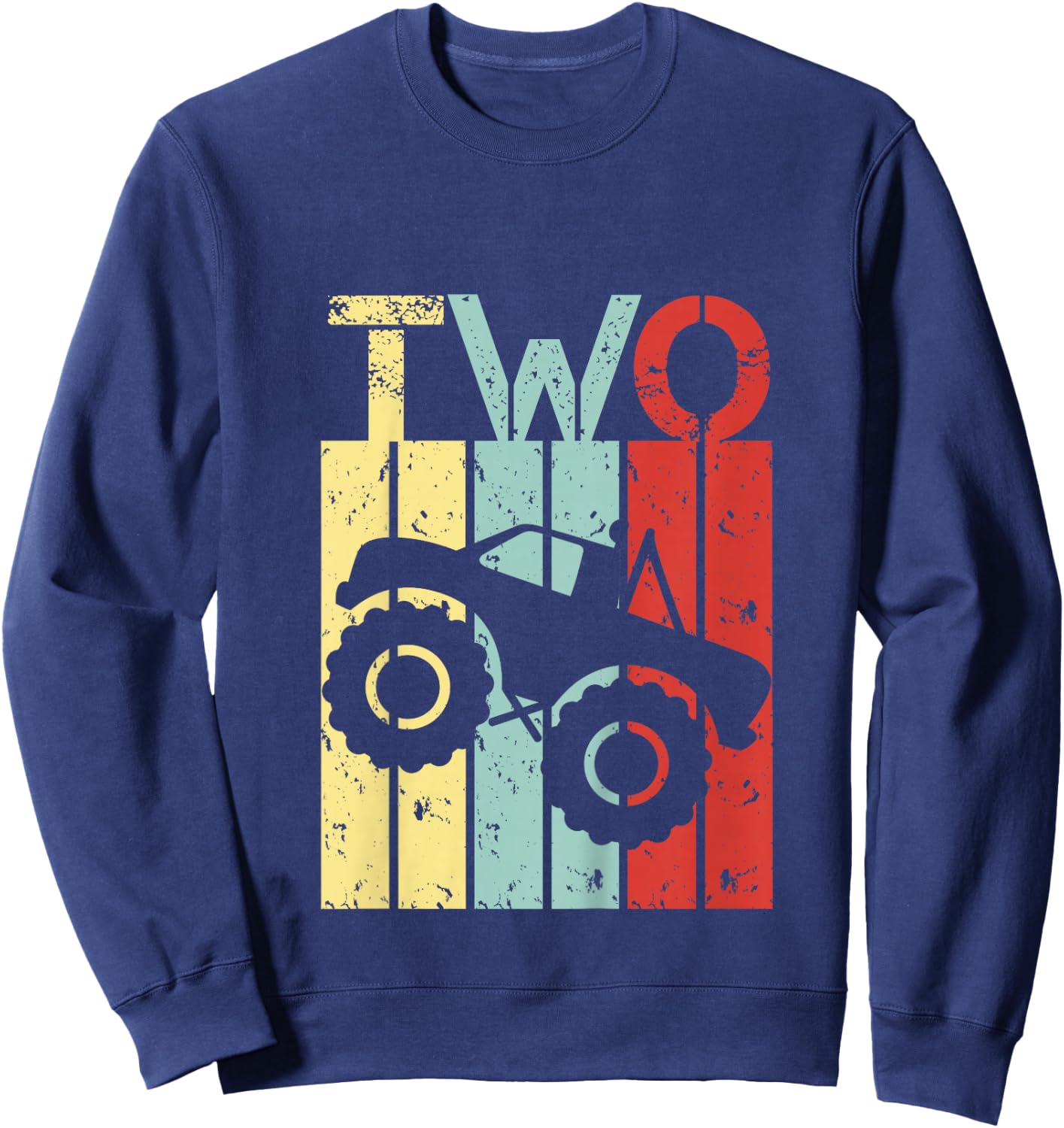 Kids 2 year old Monster Truck birthday Boy Girl 2nd birthday Sweatshirt - Sweatshirt | Navy