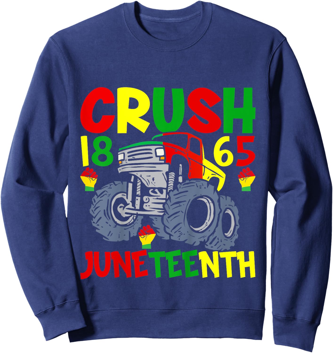 Kids Crush Juneteenth Truck Design For Juneteenth Boys Sweatshirt - Sweatshirt | Navy