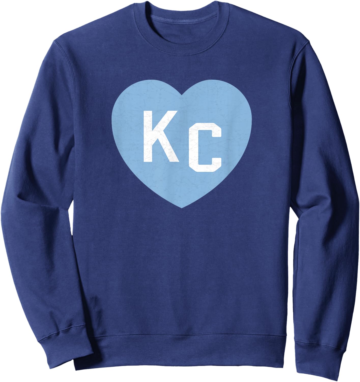 KC Heart 2 Letters KC (Kansas City) KC Love KC Powder Blue Sweatshirt - Sweatshirt | Navy