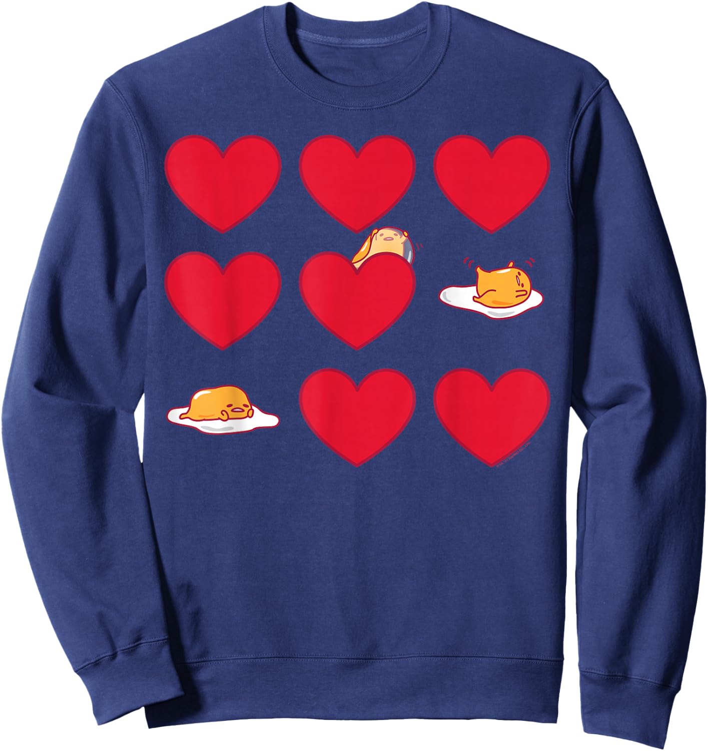 Gudetama Hearts & Eggs Valentine's Sweatshirt - Sweatshirt | Navy