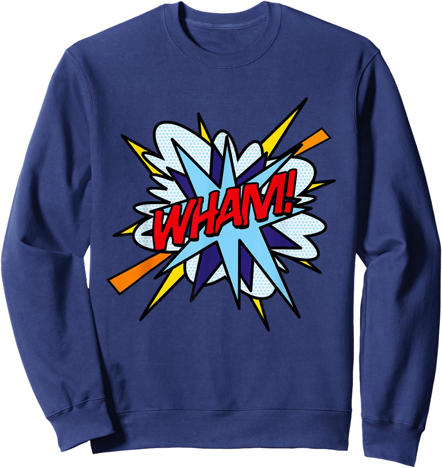 WHAM Comic Book Pop Art Fun Superhero Design Sweatshirt - Sweatshirt | Navy
