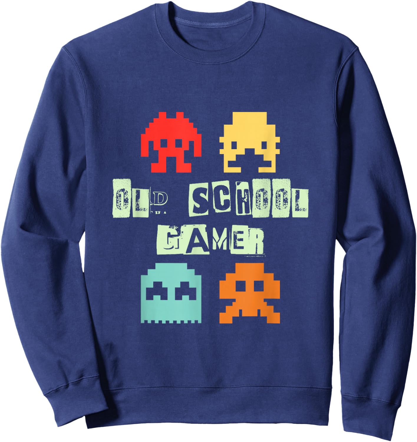 Old Vintage School Gamer - Retro Space Alien Invaders Sweatshirt - Sweatshirt | Navy