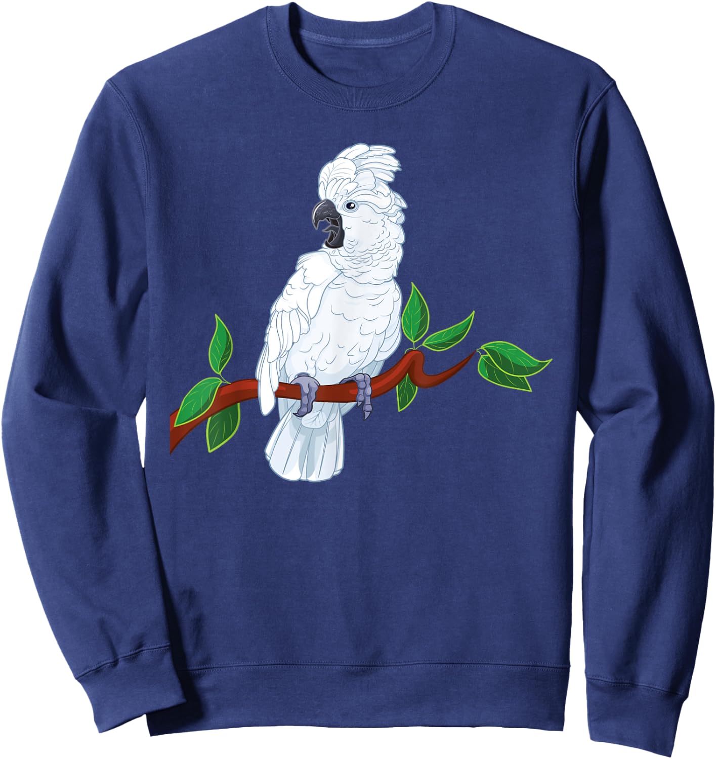 Umbrella Cockatoo on a Branch Sweatshirt - Sweatshirt | Navy