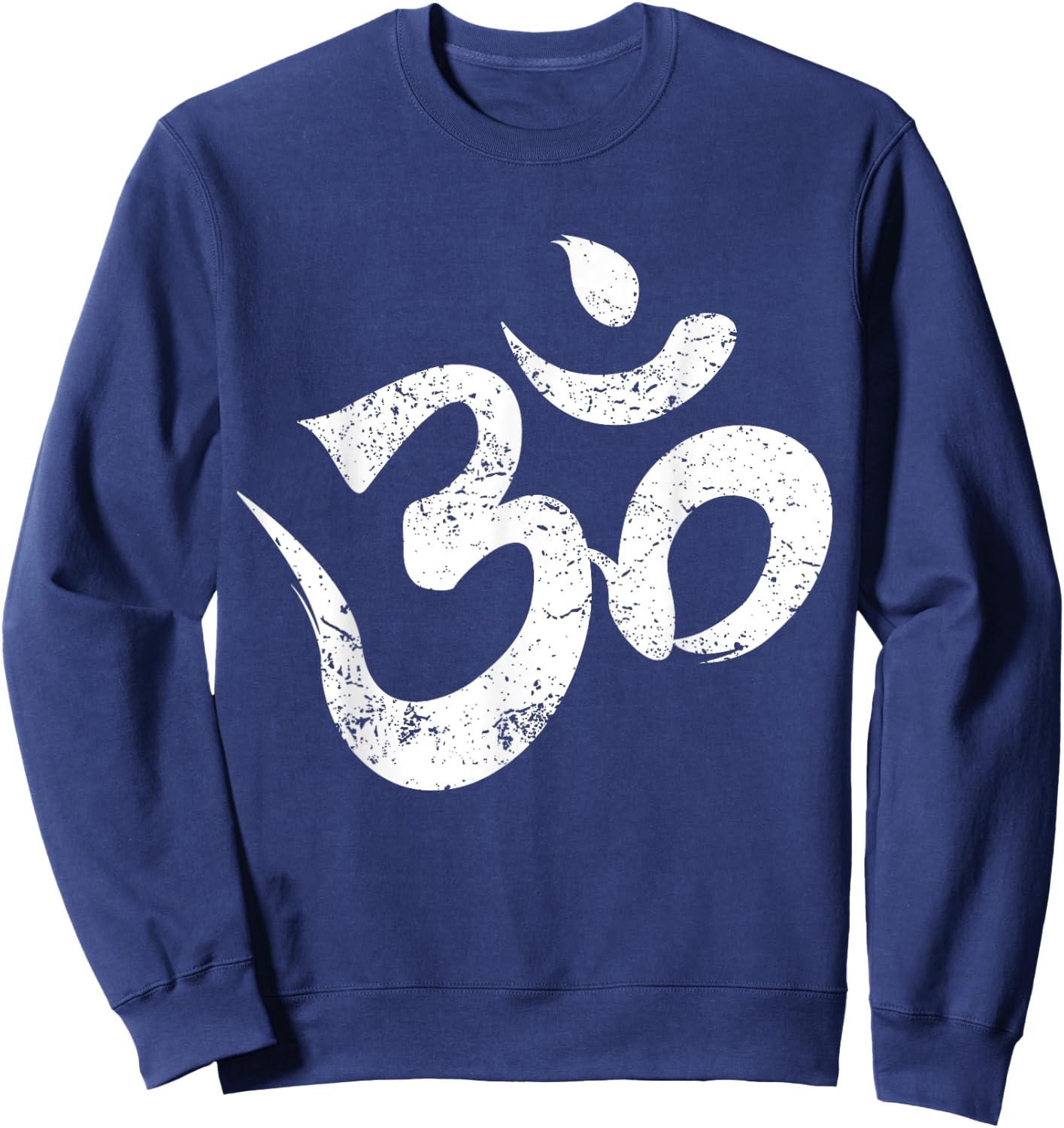 Distressed Om Meditation Spiritual Indian Yoga Symbol Om Sweatshirt - Sweatshirt | Navy