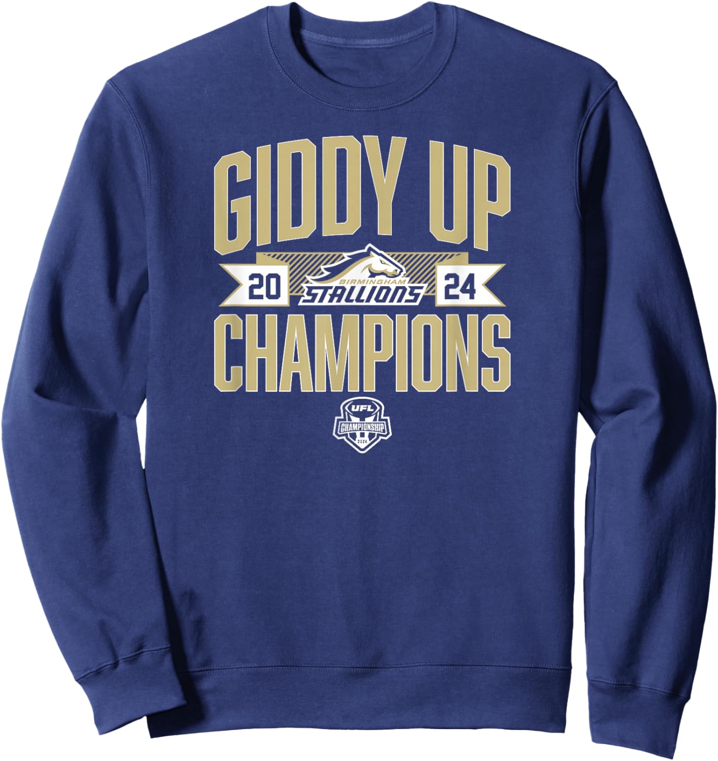 Birmingham Stallions - Giddy Up Champions - UFL Sweatshirt - Sweatshirt | Navy