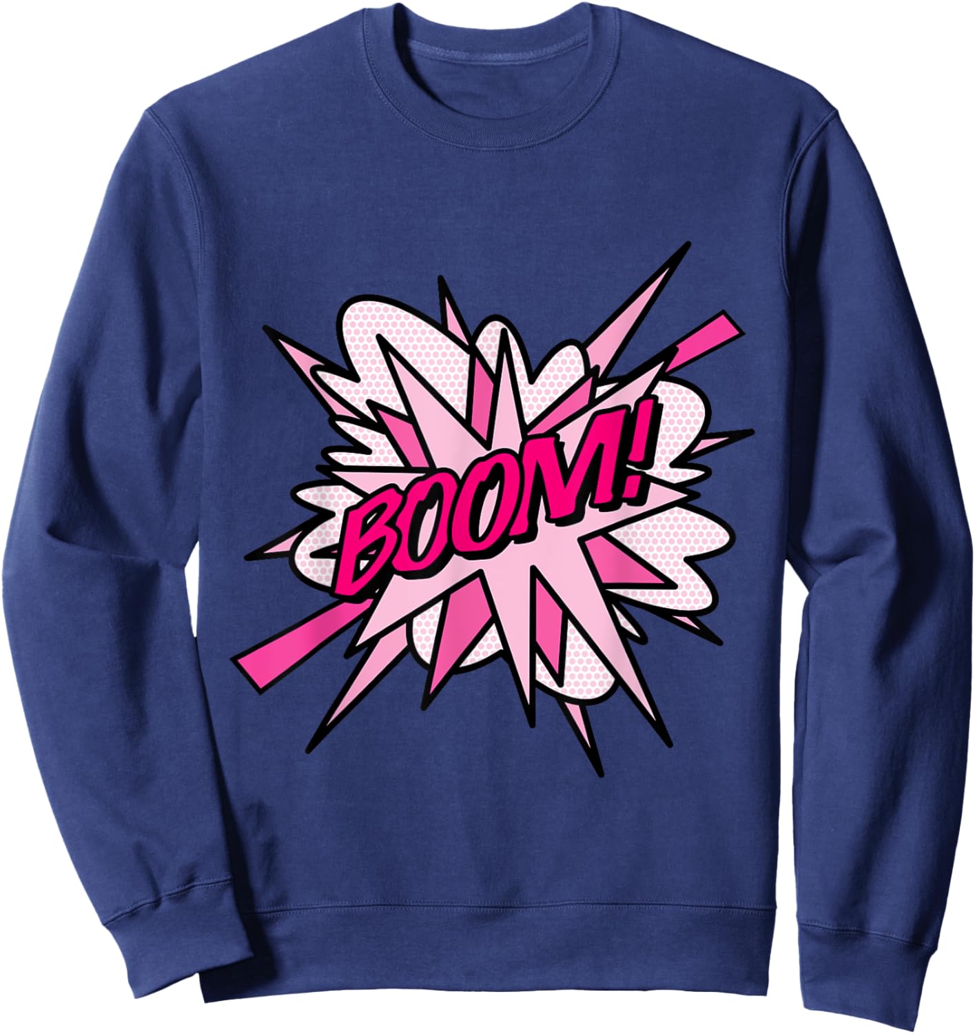 Pink Boom Comic Pop Art Modern Fun Retro Design Sweatshirt - Sweatshirt | Navy