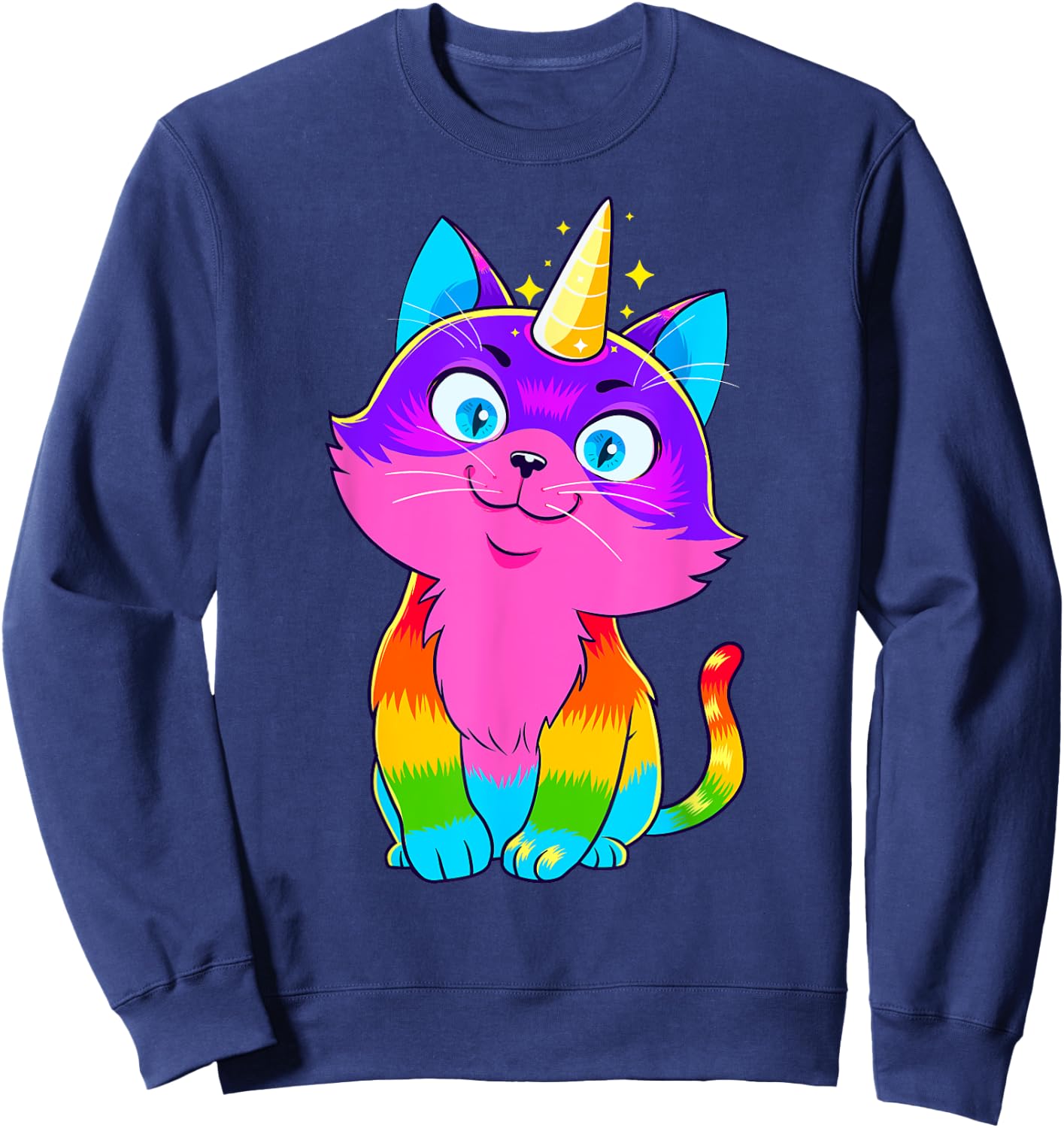 Caticorn Unicorn Cat Unikitty Kittycorn Cats Girls Women Sweatshirt - Sweatshirt | Navy