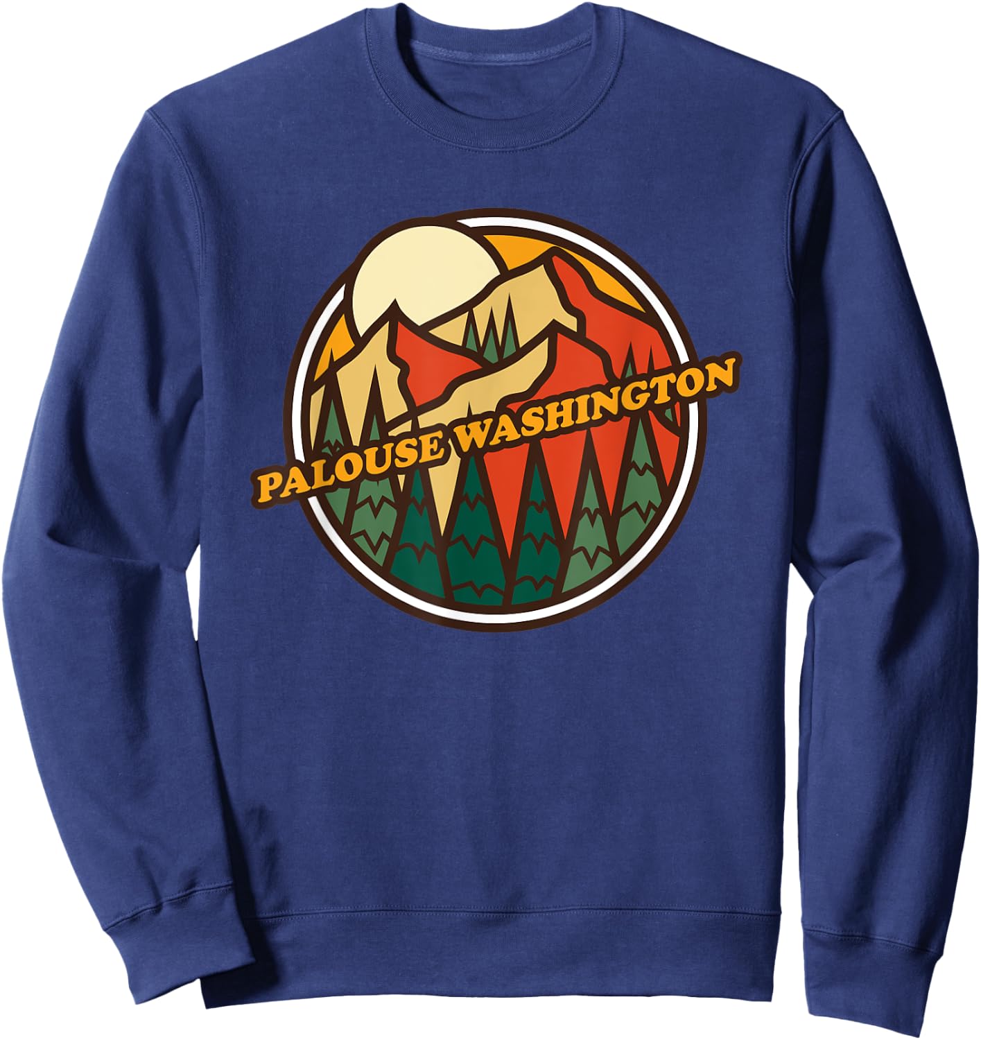 Vintage Palouse, Washington Mountain Hiking Souvenir Print Sweatshirt - Sweatshirt | Navy